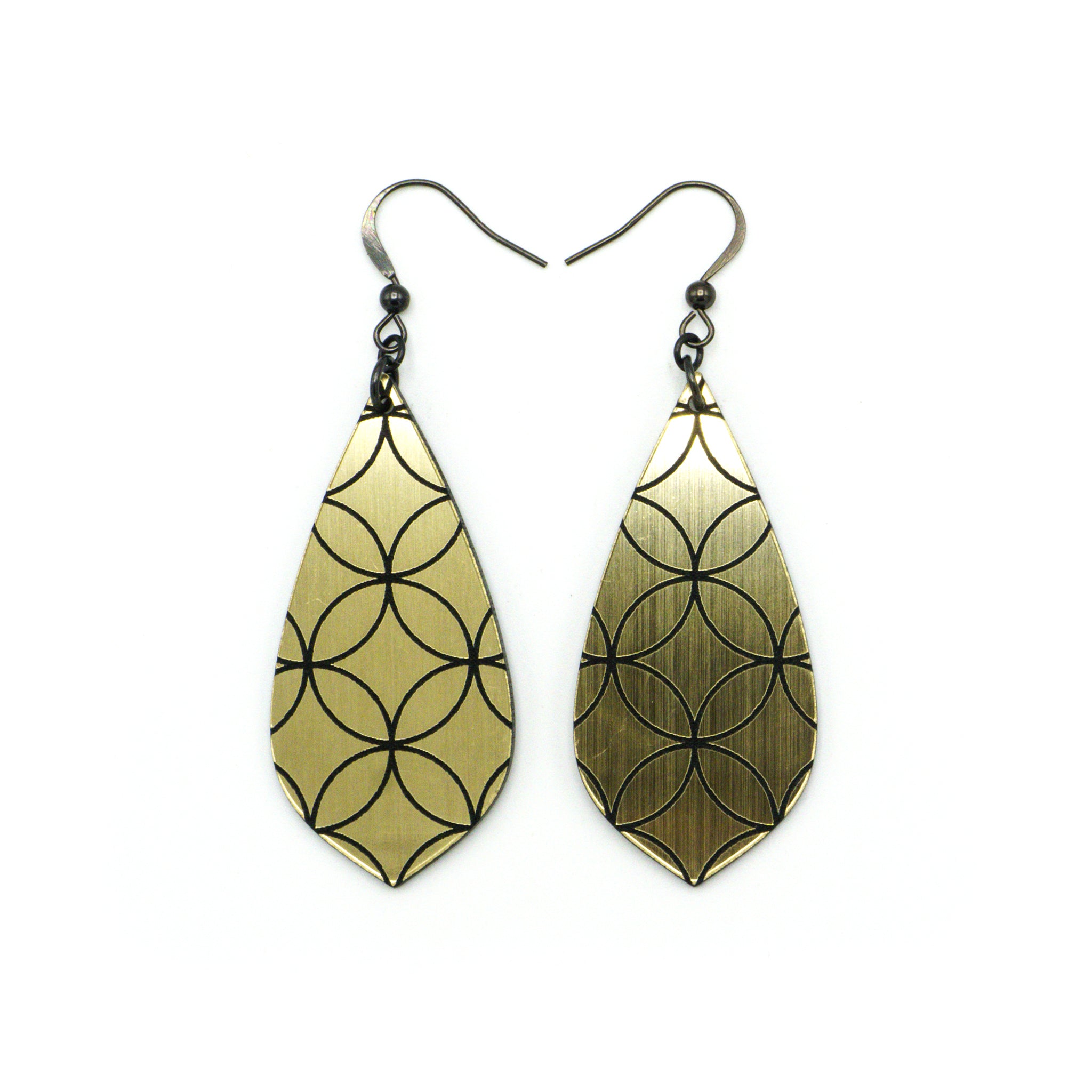 Acrylic Earrings for Women - Brushed Gold & Black Geometric Dangle Earrings | Trendy Fashion Jewelry for Parties, Work & Everyday Wear