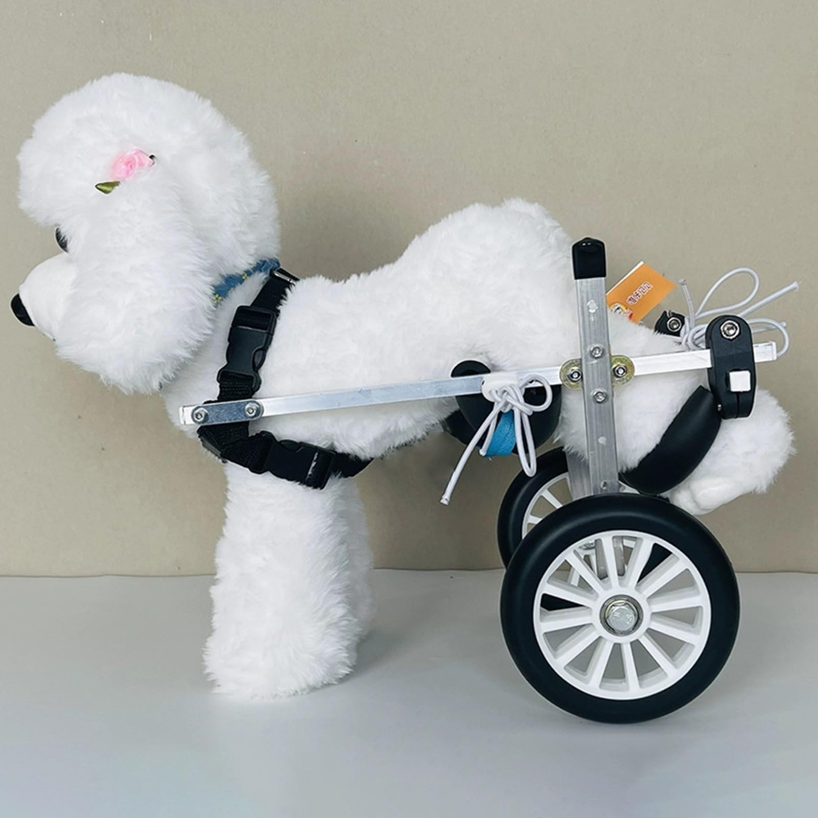 Adjustable Dog Wheelchair - Aluminum Pet Cart for Paralyzed Pets - XXS Size for Small Dogs