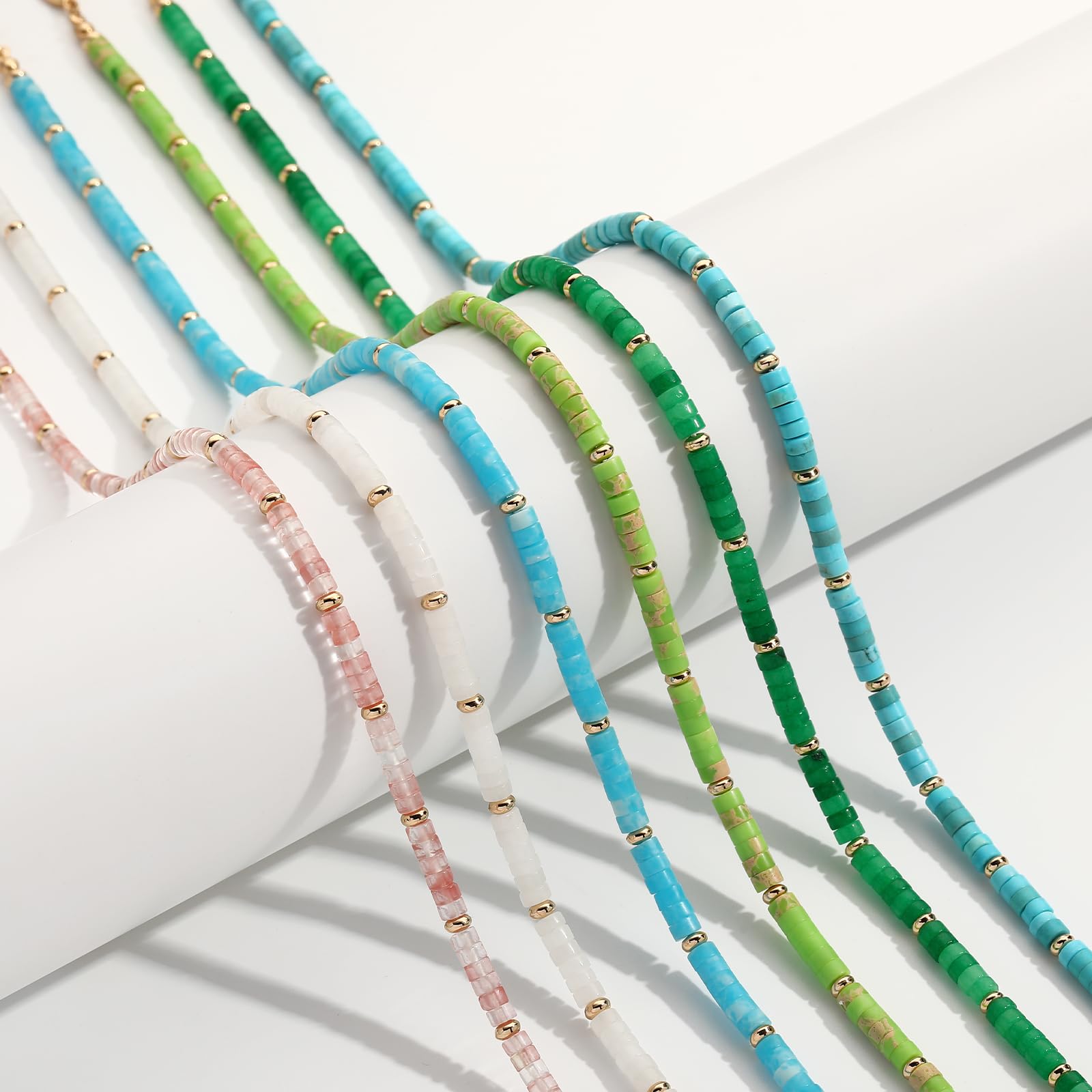 Apsvo Beaded Necklaces for Women - Gemstone Boho Choker Necklace, Natural Stone Jewelry for Summer & Beach Wear | Perfect for Boho Fashion, Casual Outfits & Vacation Accessories