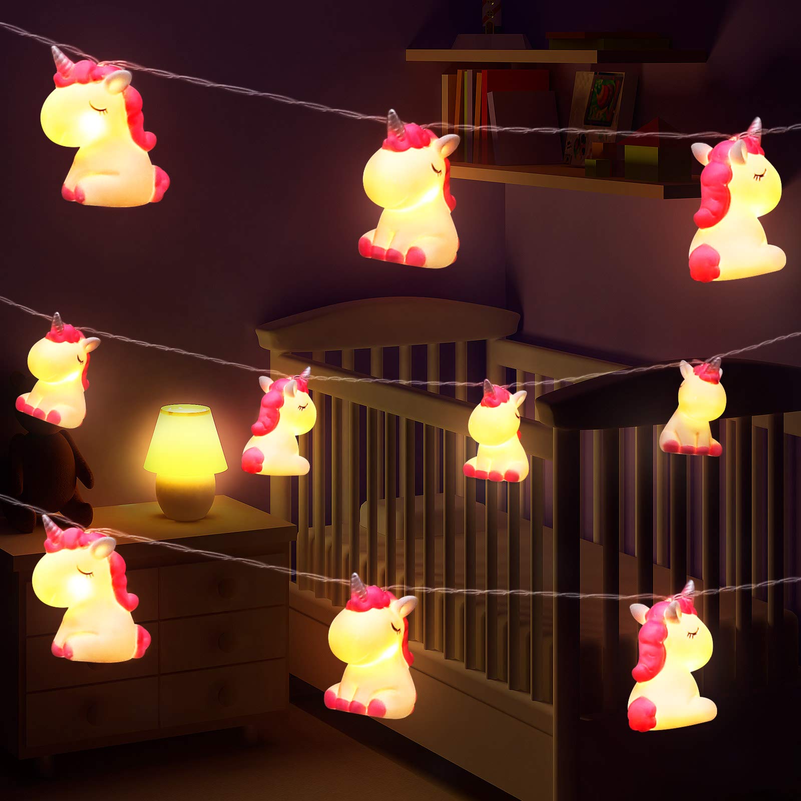 AceList 20 LED Unicorn String Lights - Fairy Lights for Holiday, Christmas, Party, Bedroom, Kids Room, Garden & Outdoor Decor - Perfect for Wall, Window, Tree, Yard, Dorm and Living Room Decoration