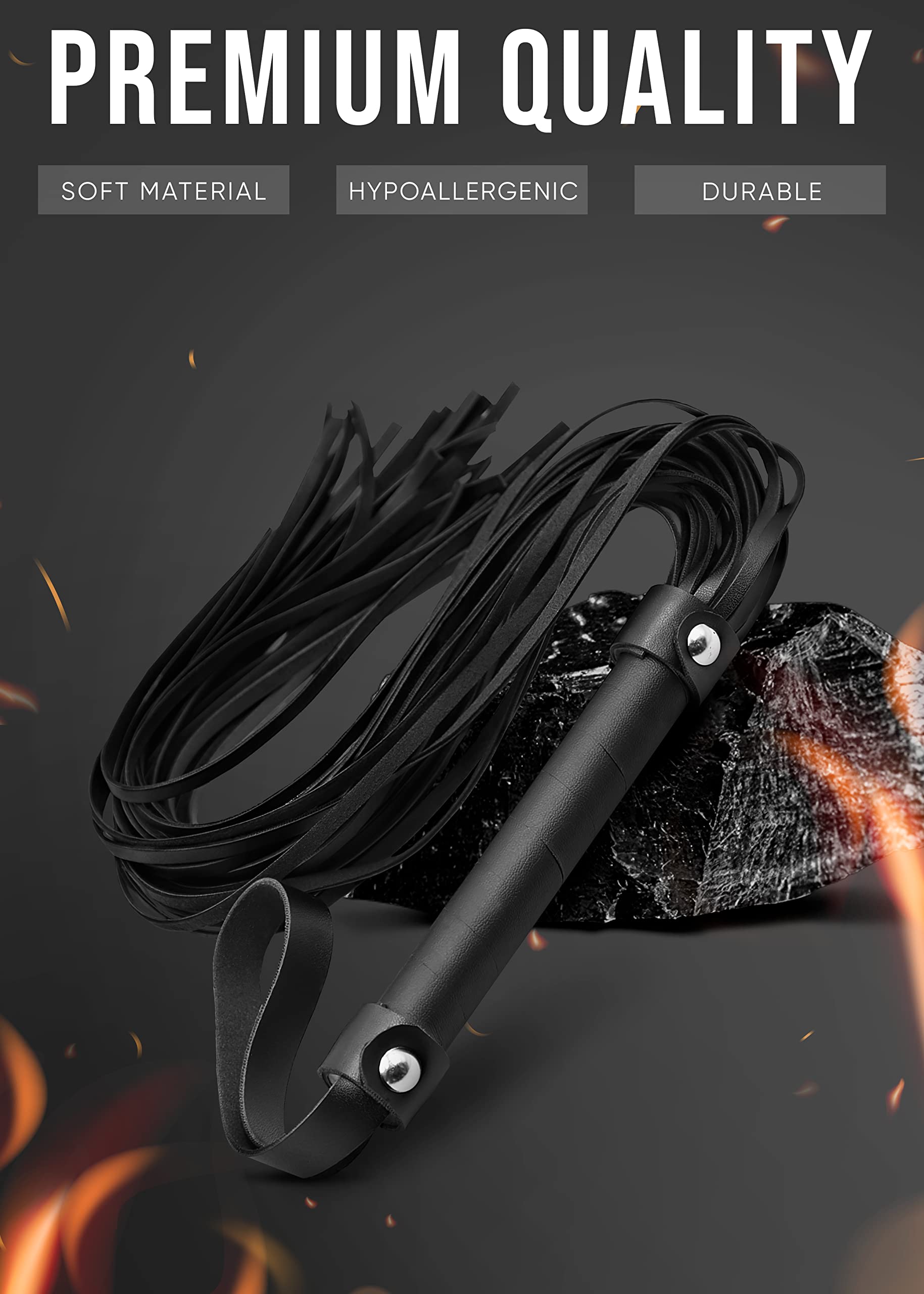 18 Inch Soft BDSM Whip Flogger - Premium SM Spanking Paddle for Adult Bondage Play, Sensual Couples Toys & Kinky Bedroom Accessories