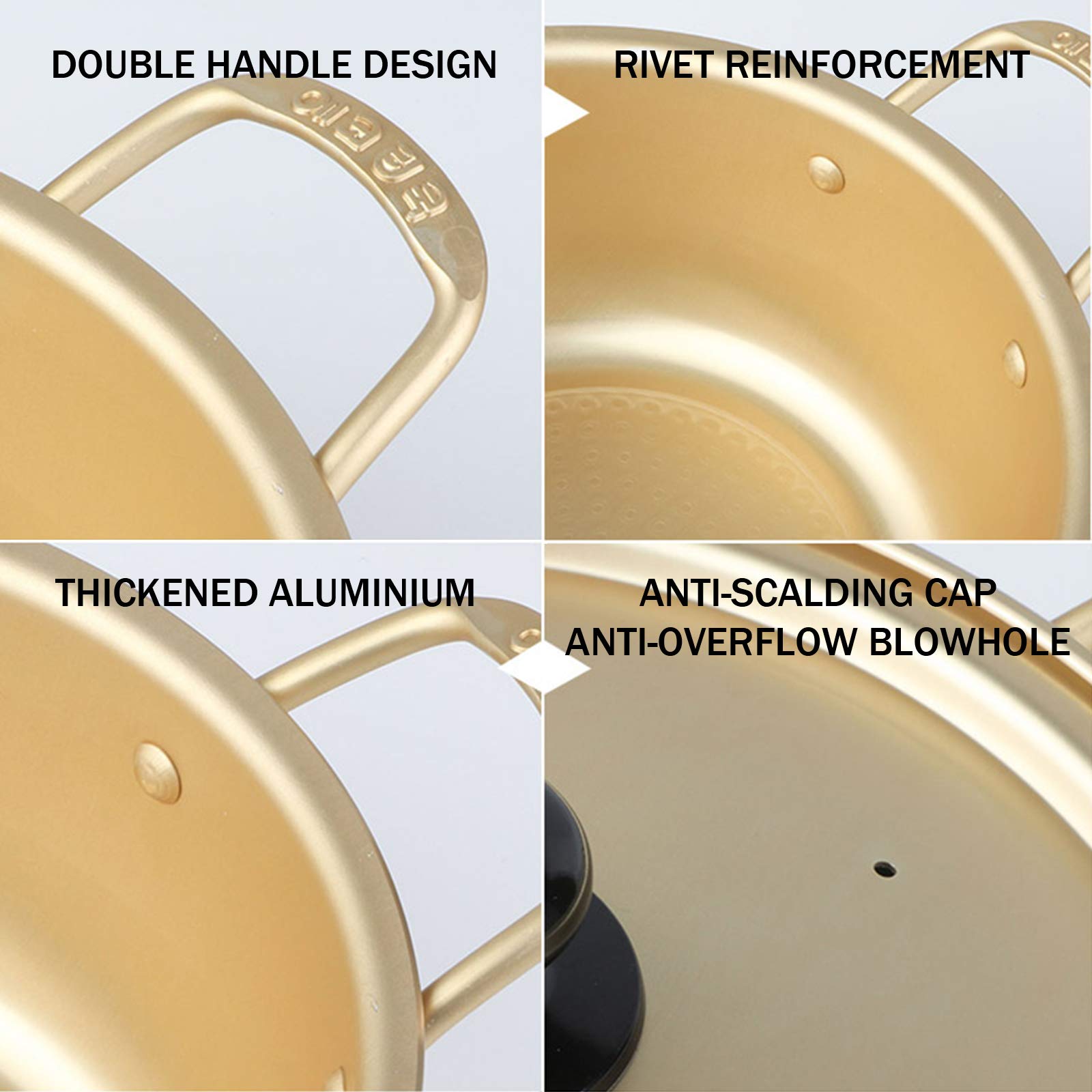 AIZYR 16cm Aluminum Ramen Noodle Cooker Pot with Lid - Korean Hot Pot, Small Soup Saucepan for Home & Outdoor Camping | Perfect for Instant Noodles, Shabu Shabu & One-Pot Meals