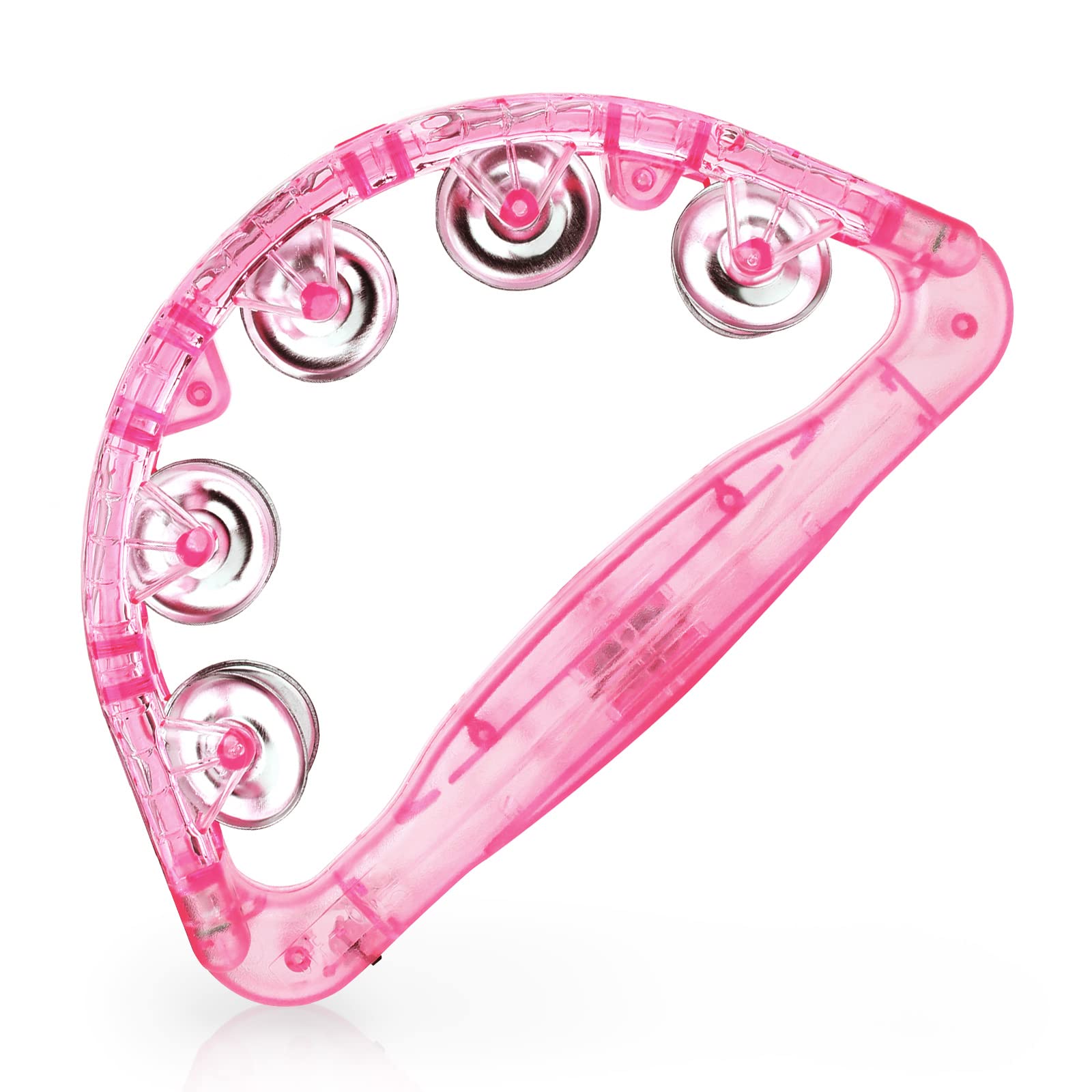 LED Tambourine with Flashing Lights - Musical Handheld Percussion Instrument for Adults & Kids - Battery Powered Light Up Tambourine (Pink) - Perfect for Parties, Concerts, and Music Performances