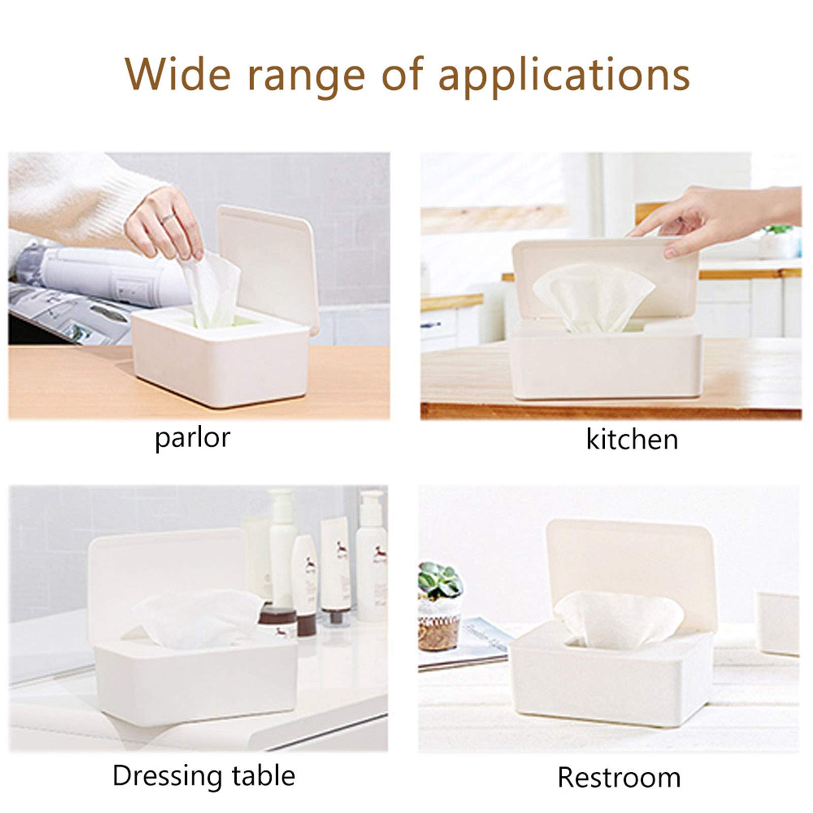 Baby Wipes Dispenser - Dustproof Tissue Storage Box with Lid, Non-Slip Wipes Container for Home & Office Desk (Blue) | Perfect for Nursery, Changing Table, Bathroom & Travel Use