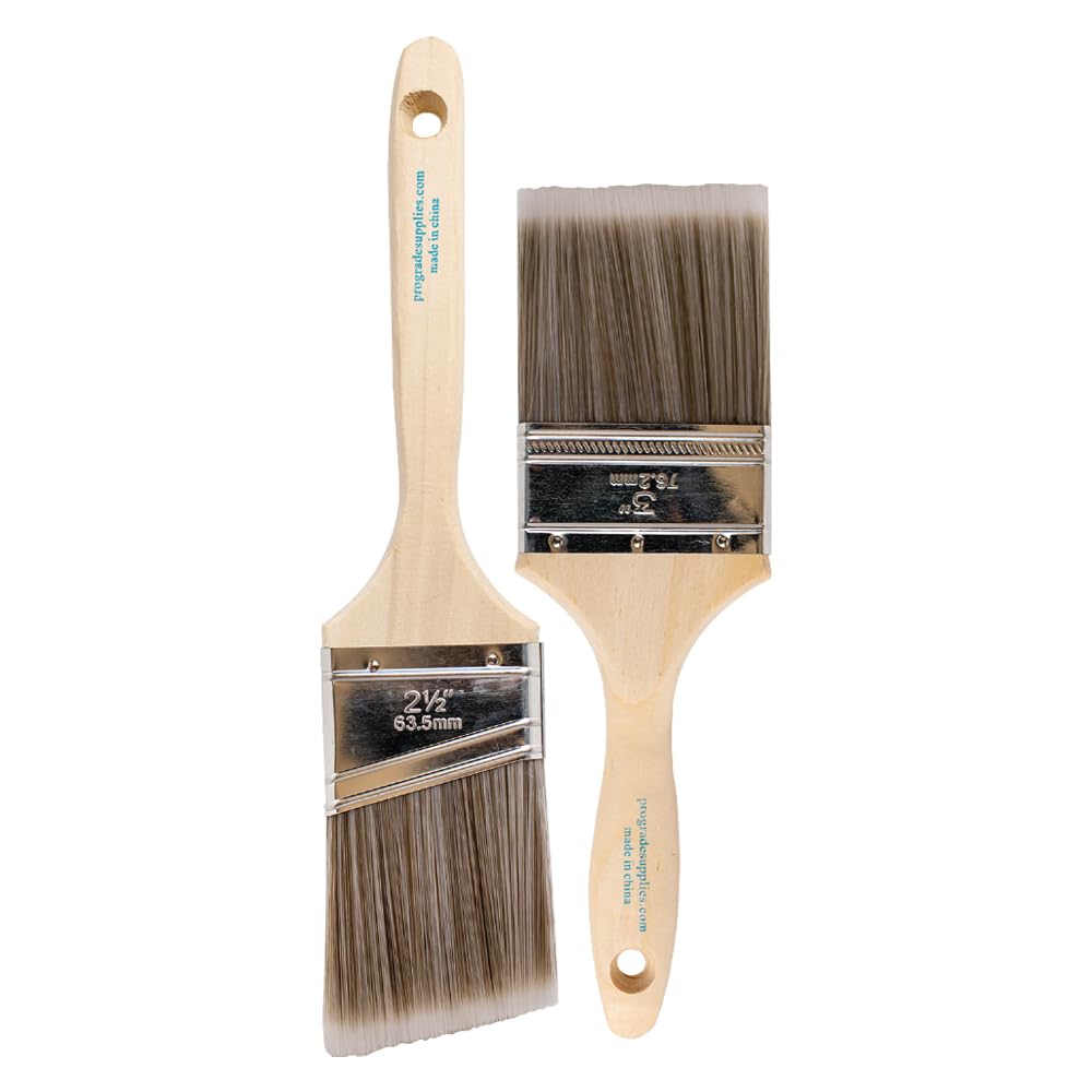 Professional Grade Paint Brushes Set of 2 - High Quality Artist Brushes for Oil, Acrylic & Watercolor Painting - Perfect for Canvas, Wood & DIY Home Decor Projects