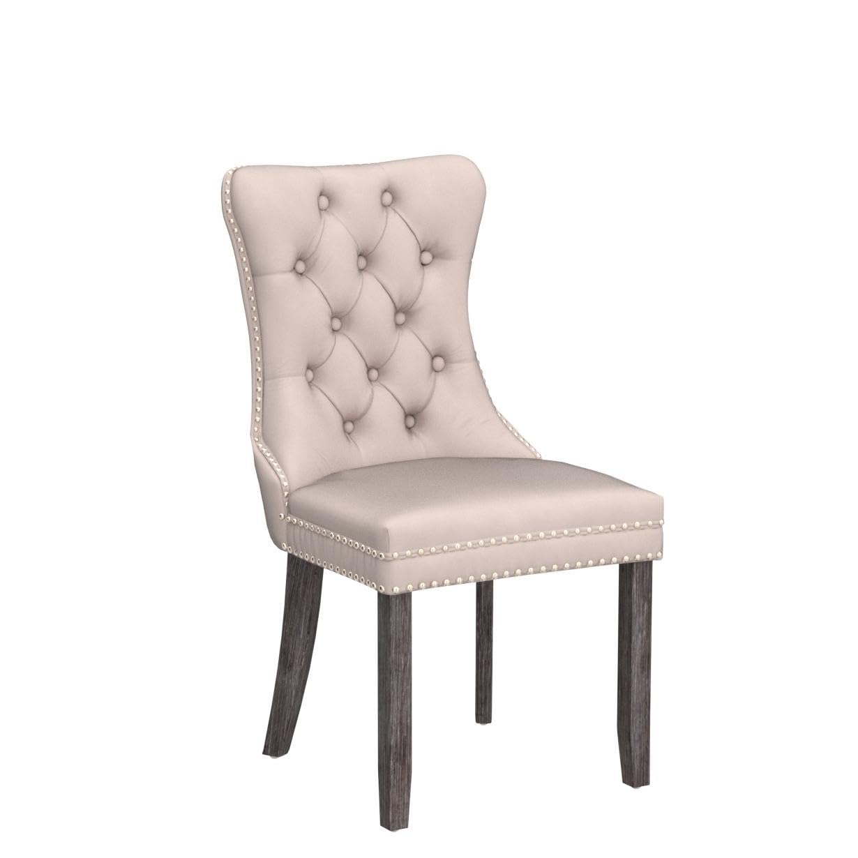 Virabit Upholstered Dining Chairs Set of 4 - Velvet Tufted Accent Chairs with Nailhead Trim & Solid Wood Frame - Modern Kitchen, Dining Room & Bedroom Seating (Beige) | Perfect for Home Decor, Dinner Parties & Cozy Reading Nooks