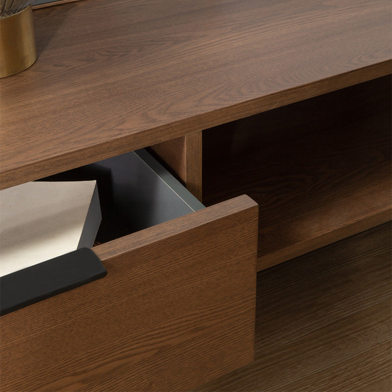 MALTON 180cm Walnut & Black Entertainment TV Stand - Modern TV Console for Living Room, Bedroom, Home Theater Setup