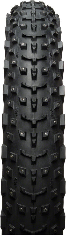 45NRTH Dillinger 4 Studded Bike Tire - 26x4 Tubeless, Black, 120 TPI with 240 Concave Carbide Alloy Studs - Perfect for Winter Cycling, Snow Trails, and Off-Road Adventures