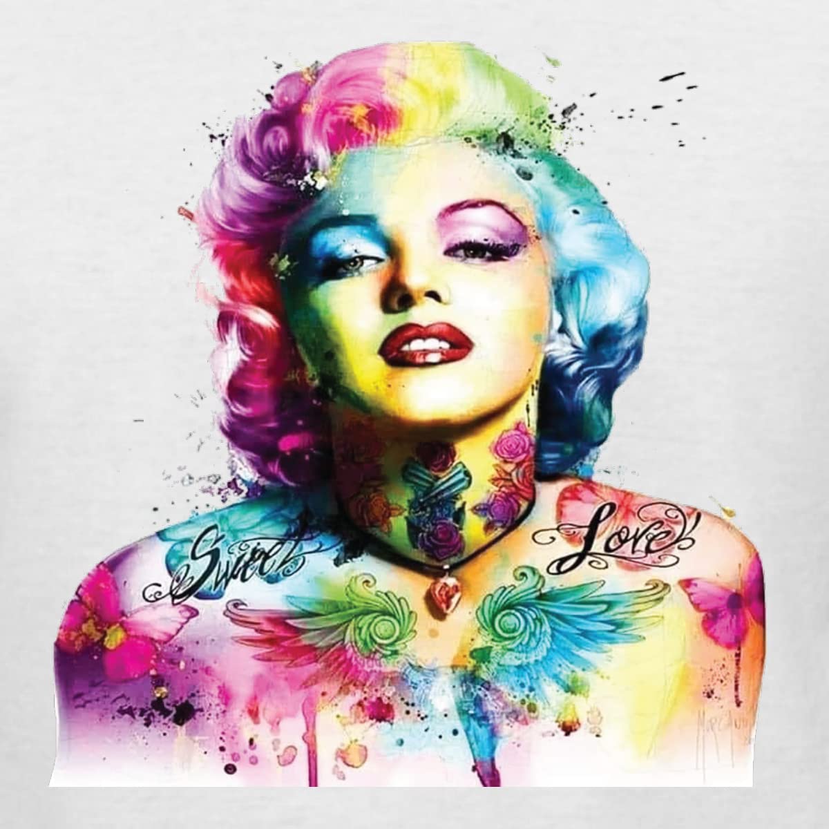 Vibrant Marilyn Multicolor Pop Art T-Shirt for Women - Junior Fit V-Neck Tee | Perfect for Casual Wear, Pop Culture Events & Retro Fashion