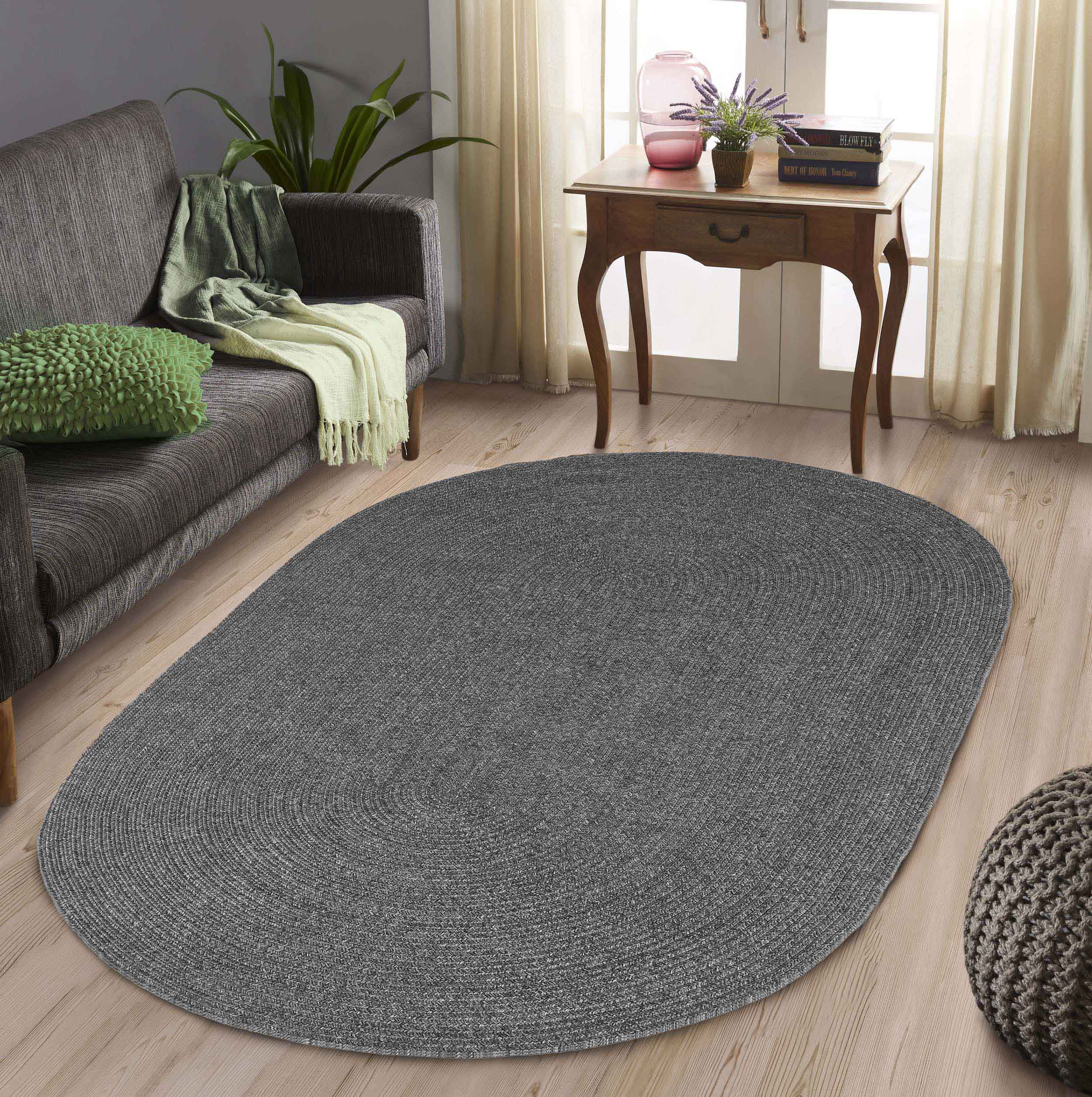 Classic Braided Area Rug - Non-Slip Indoor/Outdoor Oval Rug for Living Room, Bedroom, Patio & Deck - Soft & Durable Home Decor
