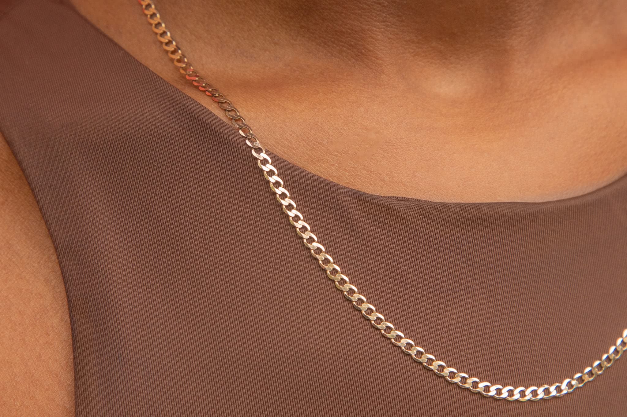 14K Gold Cuban Chain Necklace for Women - 2.25MM Dainty Curb Link Chain in Solid 14K Yellow Gold - Perfect for Layering, Everyday Wear & Special Occasions