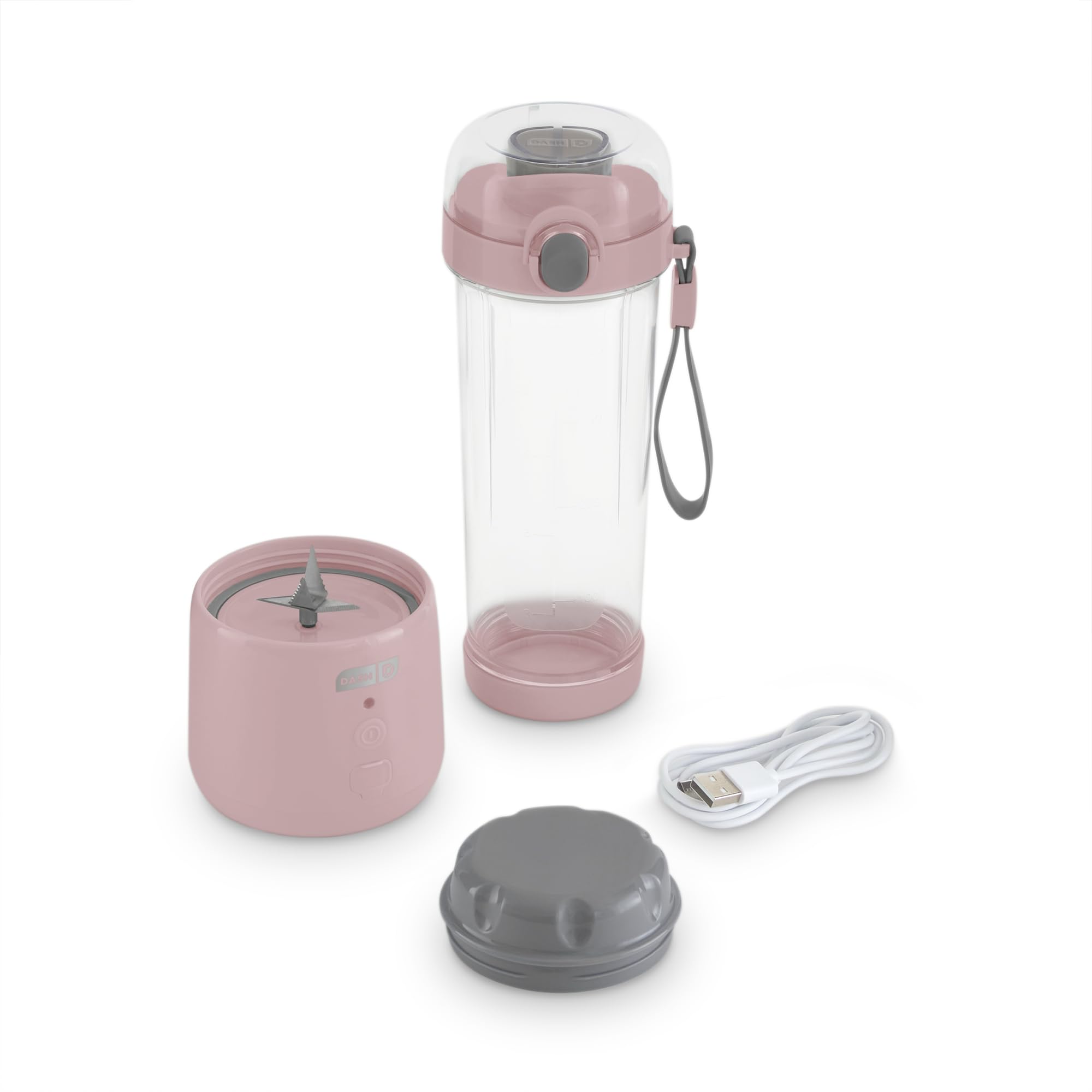 Dash 16 oz Personal USB Rechargeable Blender - Portable Smoothie & Juice Maker with Travel Lid & Charging Cord - Perfect for Gym, Office & Travel - Rose