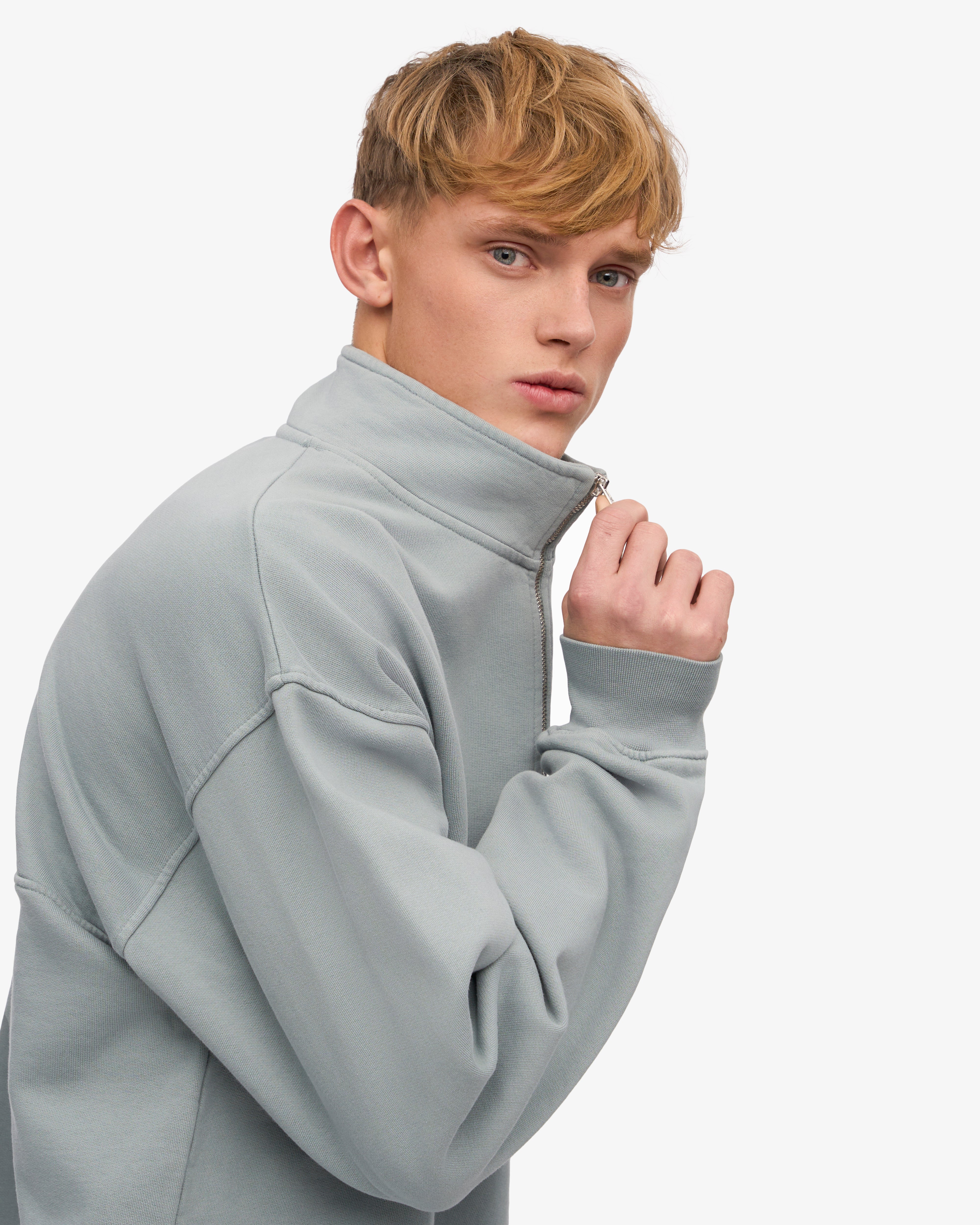 Organic Quarter Zip Sweatshirt for Men - Soft Steel Blue Pullover - Perfect for Casual Wear, Outdoor Activities & Layering in Cool Weather