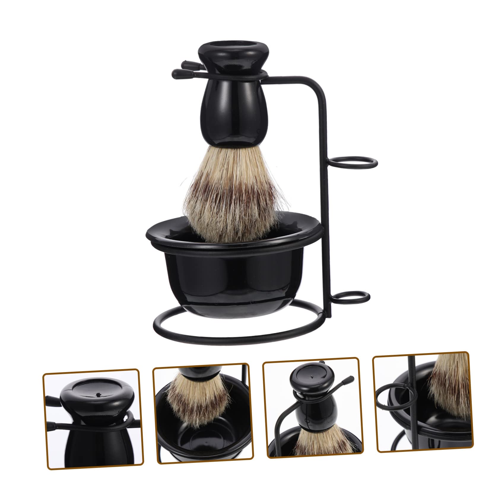 Premium Men's Shaving Kit - Beard Soap, Shaving Bowl, Razor, Cream & Brush Holder - Black ABS Travel Grooming Set for Smooth Shaves at Home or On-The-Go