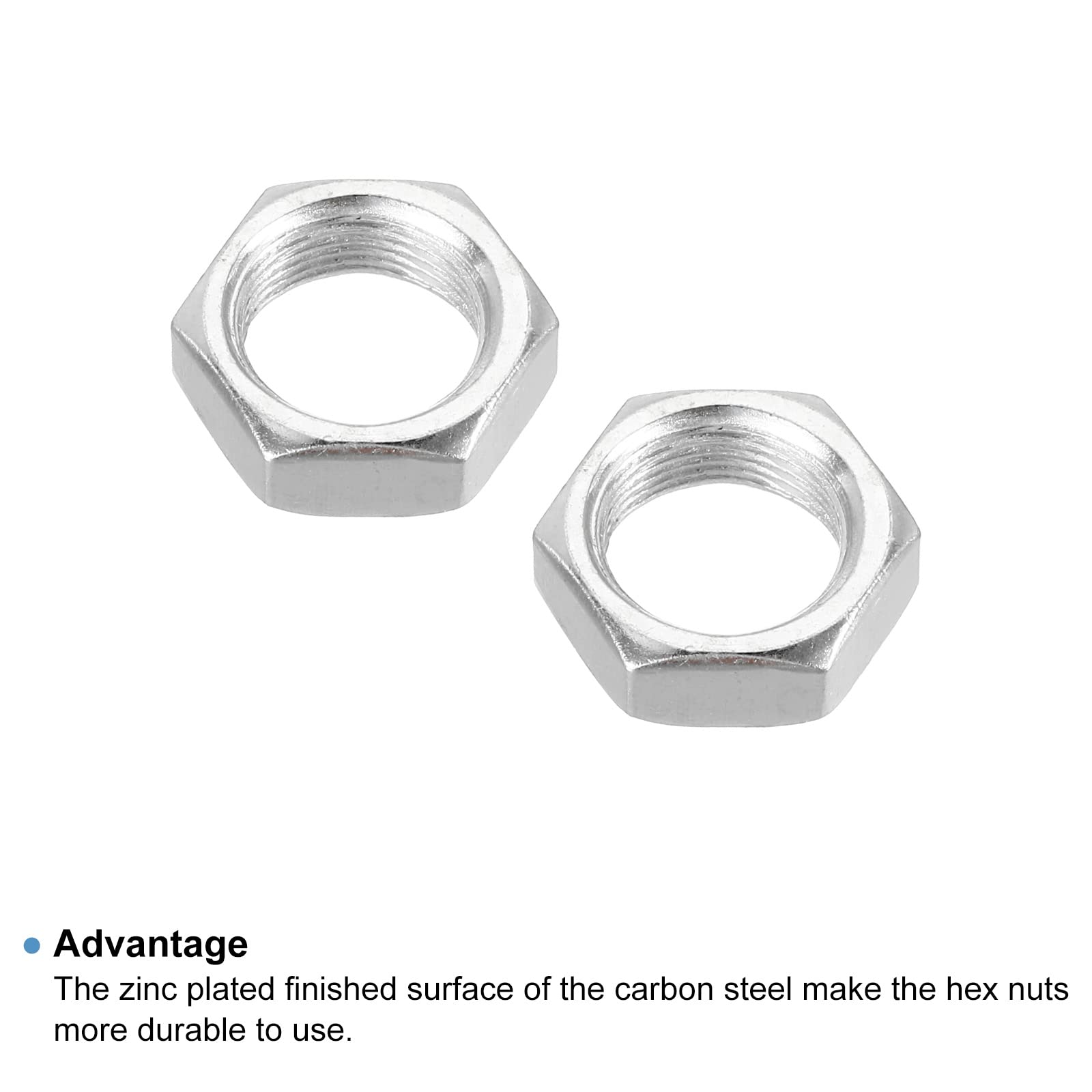 PATIKIL M14 x 1.0 Steel Hex Nuts - 10 Pack Metric Thread Zinc Plated Fasteners (7mm Height) - Perfect for Automotive, Machinery & DIY Projects