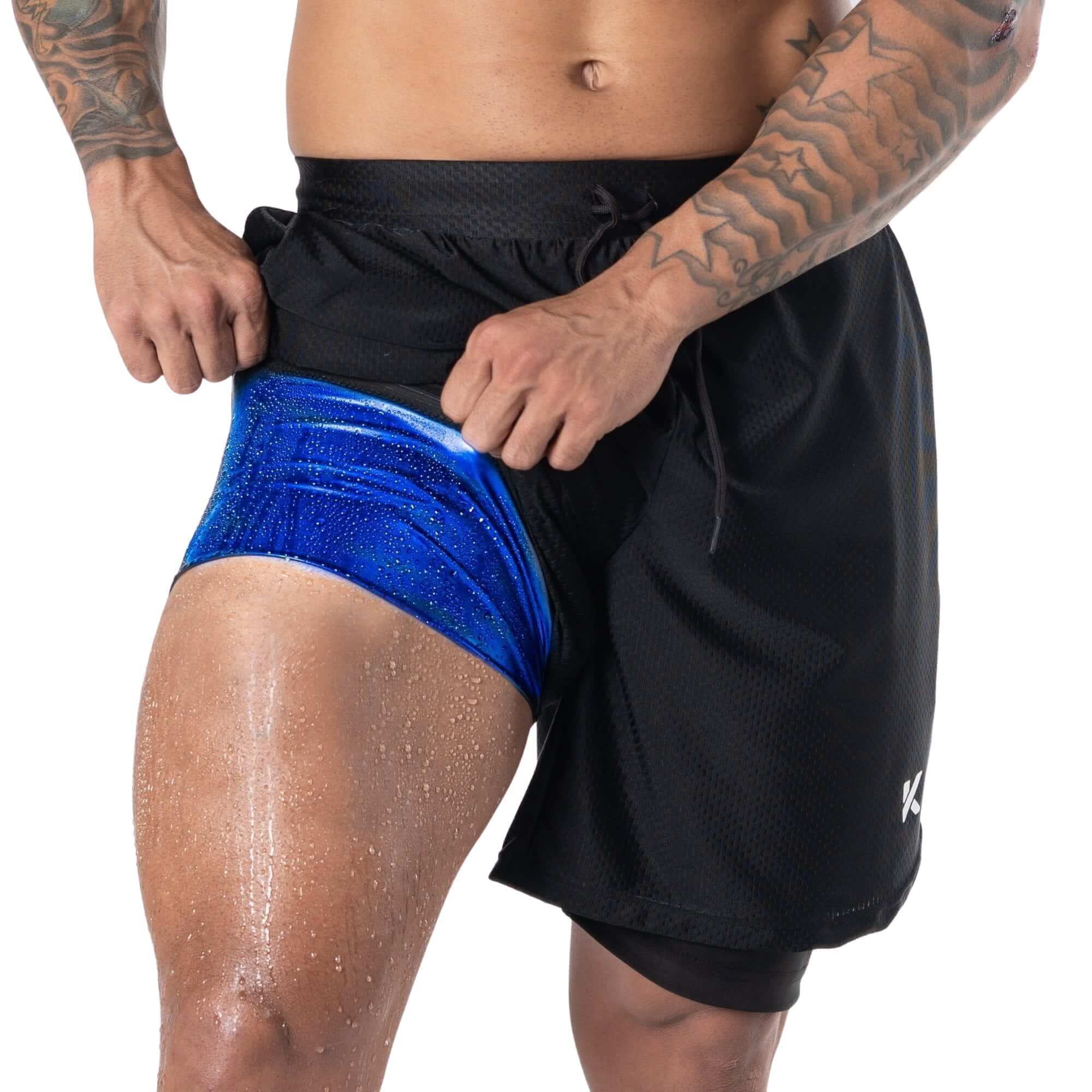 Kewlioo Men's Sauna Shorts - Heat Trapping 2-in-1 Double Layer Gym Shorts - Sauna Suit Bottom & Compression Training Athletic Shorts - Perfect for Sauna Sessions, Workouts & Weight Loss