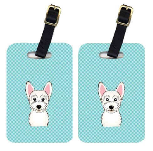 Carolines Treasures BB1164BT Blue Checkerboard Westie Dog Luggage Tags - Perfect for Travel, Suitcases & Backpacks