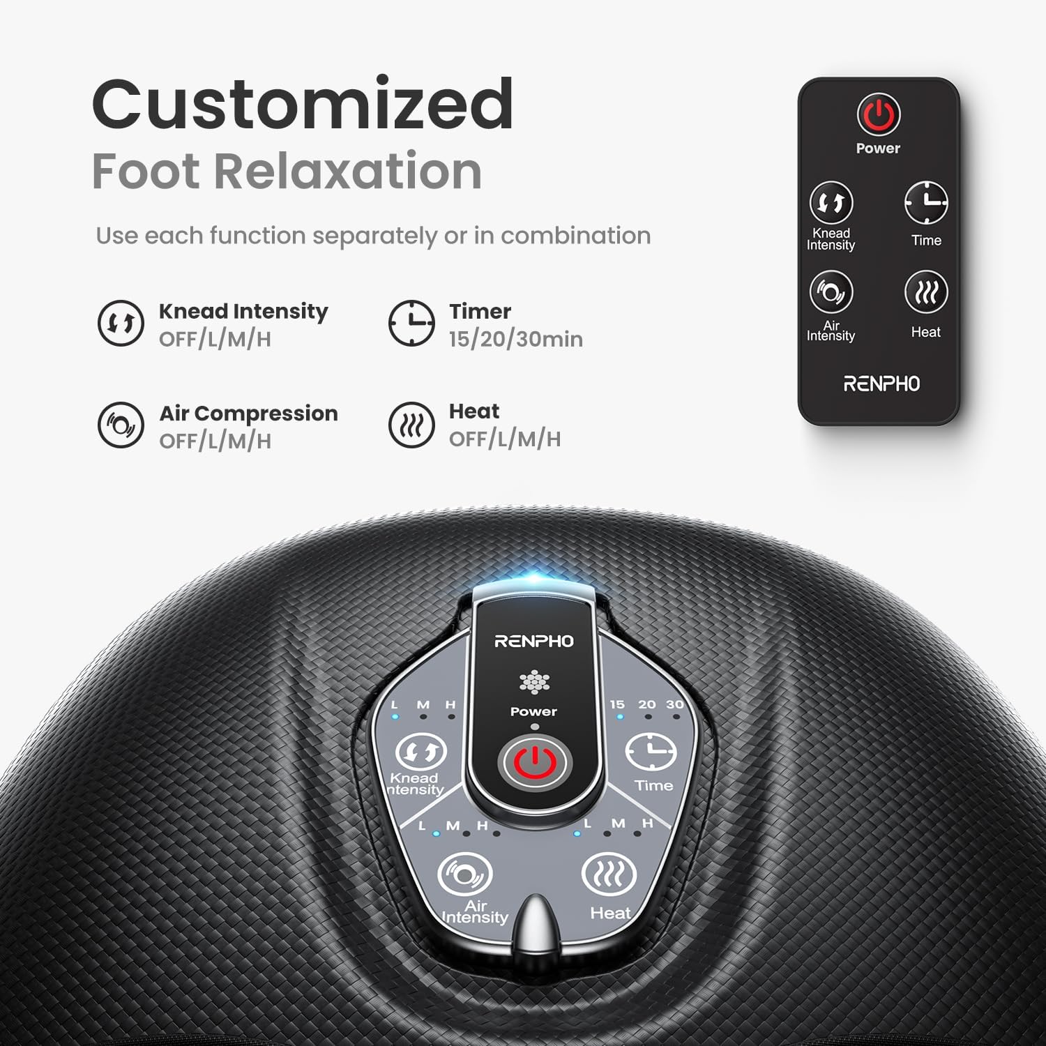 RENPHO 2025 Upgraded Foot Massager Machine with Heat - FSA HSA Eligible, 3 Heat Levels, Wireless Control for Plantar Fasciitis Relief - Perfect Mothers Day Gifts for Women, Mom & Dad - Ideal for Home Relaxation and Pain Relief After Work