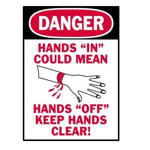 Brady 86265 Danger 'Hands In' Safety Labels - 12 Packs of 5 (60 Labels Total) for Workplace Hazard Warning & Machine Safety