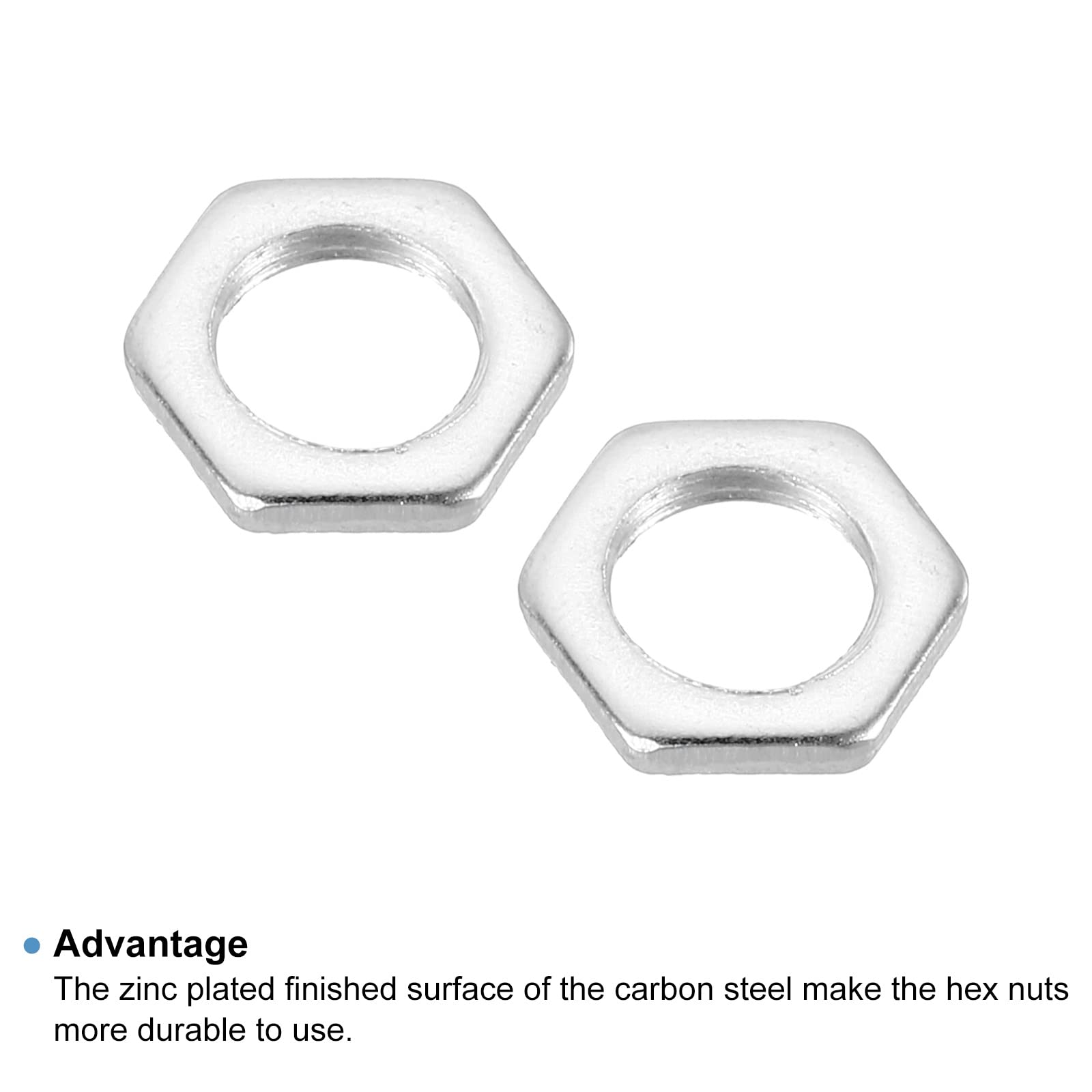PATIKIL M10 x 1.0 Steel Hex Nuts, 30 Pack - Metric Thread Zinc Plated Hardware Nuts for Screw Bolt Fasteners (2.5mm Height) - Ideal for Automotive, Machinery & DIY Projects