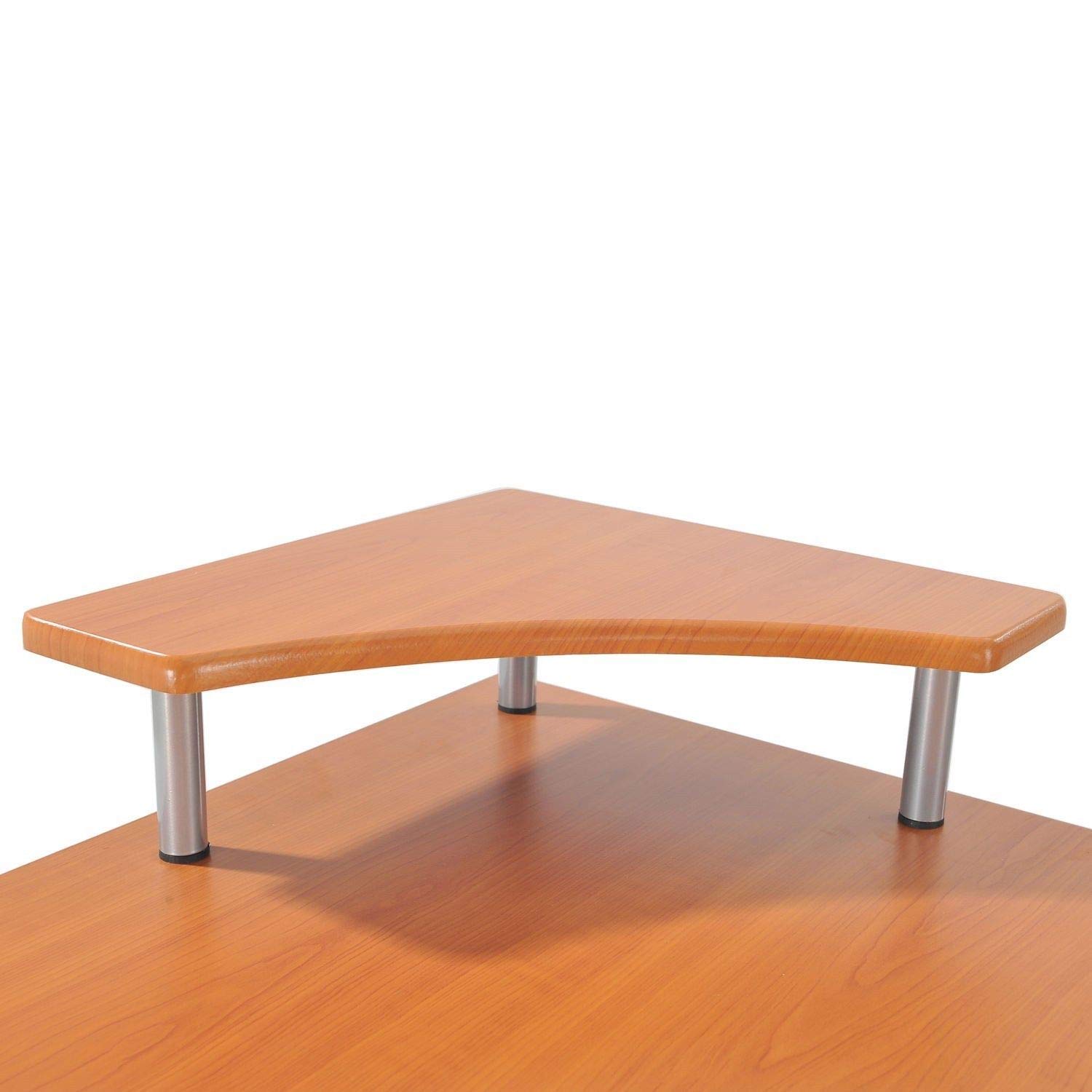 HOMCOM L-Shaped Corner Computer Desk with Elevated Shelf, Rolling Keyboard Tray & CPU Stand - Wood Finish Home Office Workstation for Small Spaces, Gaming & Remote Work