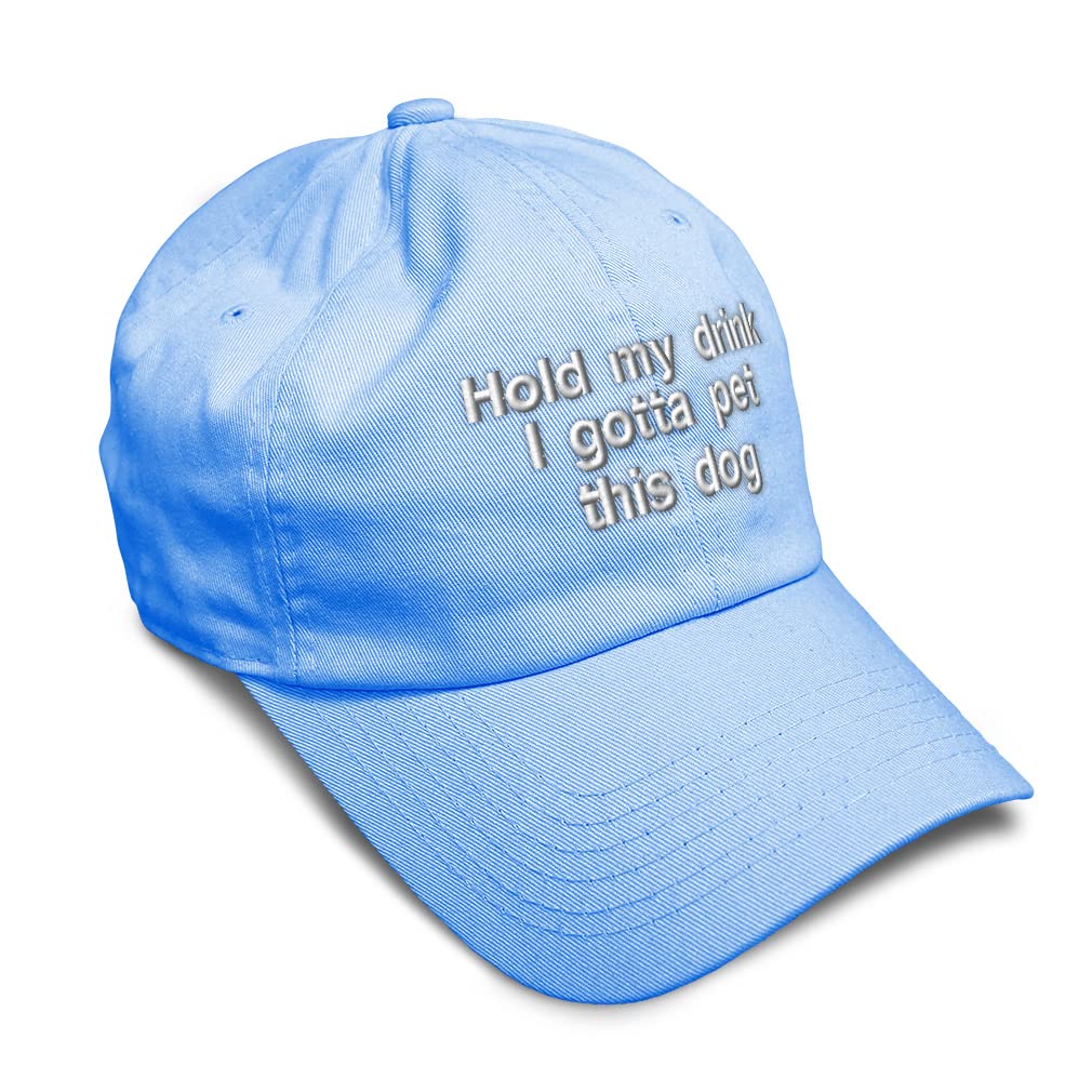 Soft Baseball Cap - 'Hold My Drink I Gotta Pet This Dog' Funny Dad Hat for Men & Women | Casual Outdoor, Dog Lover Gift, Streetwear Fashion