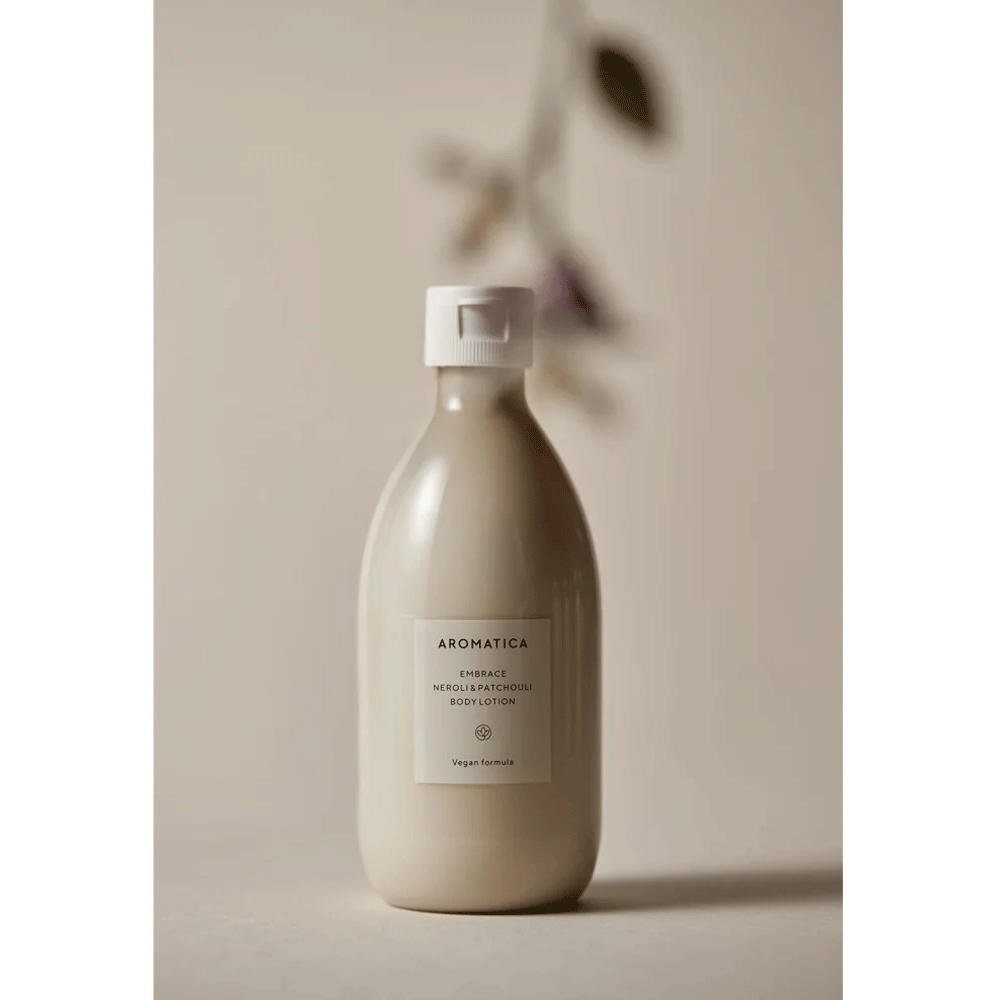 AROMATICA Embrace Body Lotion - Neroli & Patchouli Scented Moisturizer, 300ml | Hydrating & Nourishing Dry Skin Care for Daily Use, Spa & Relaxation
