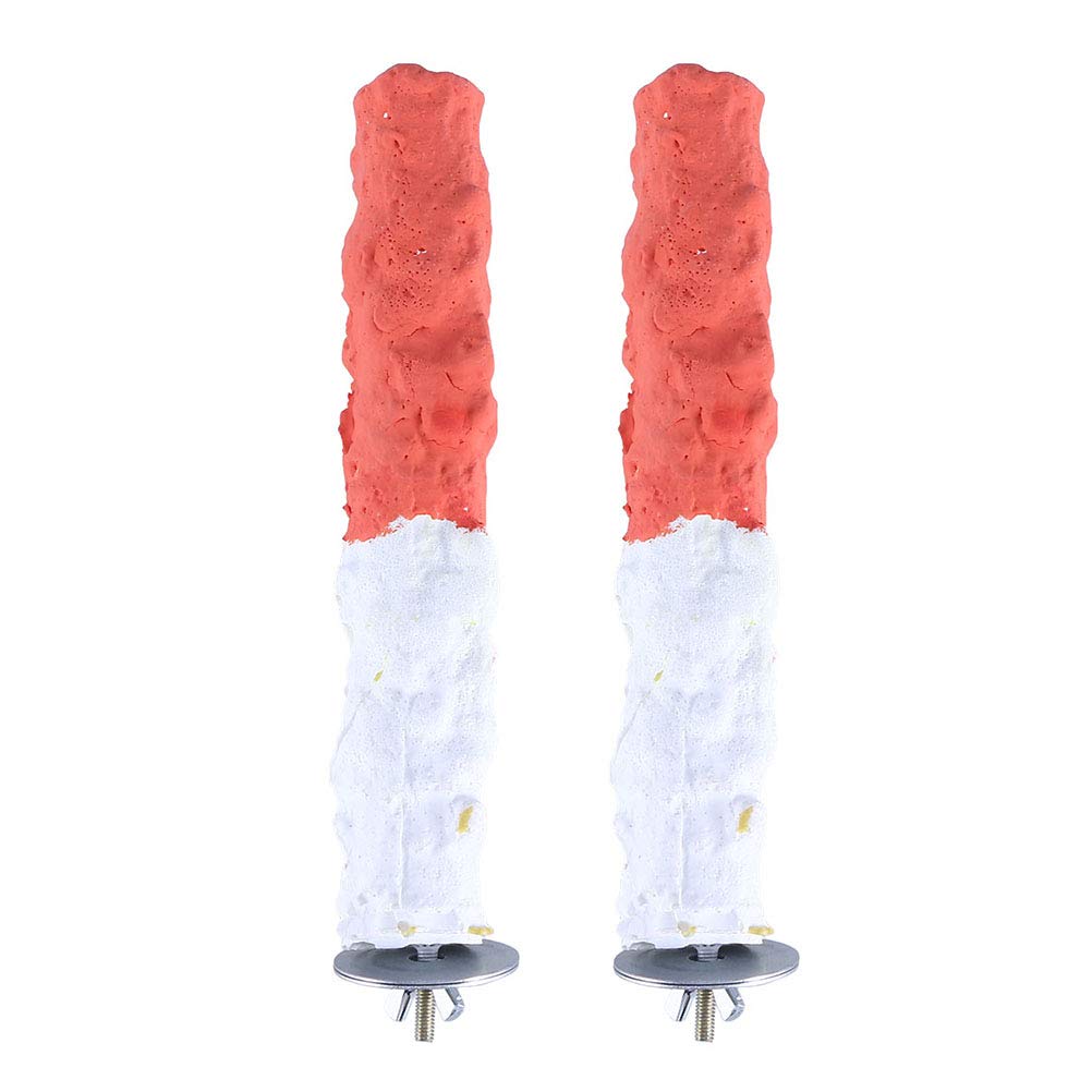 2 Pack Bird Perch Stand with Cuttlebone - Calcium Perch for Parrots, Cockatiels & Small Birds - Natural Wooden Standing Pole - Essential Pet Bird Cage Accessories for Chewing & Beak Health - Perfect for Playtime & Cage Enrichment