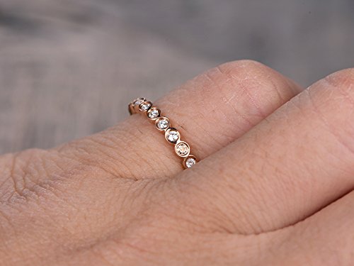 14K Rose Gold Diamond Wedding Ring - Half Eternity Band with Bezel Set Infinity Twist Design - Perfect for Anniversary, Engagement & Romantic Occasions