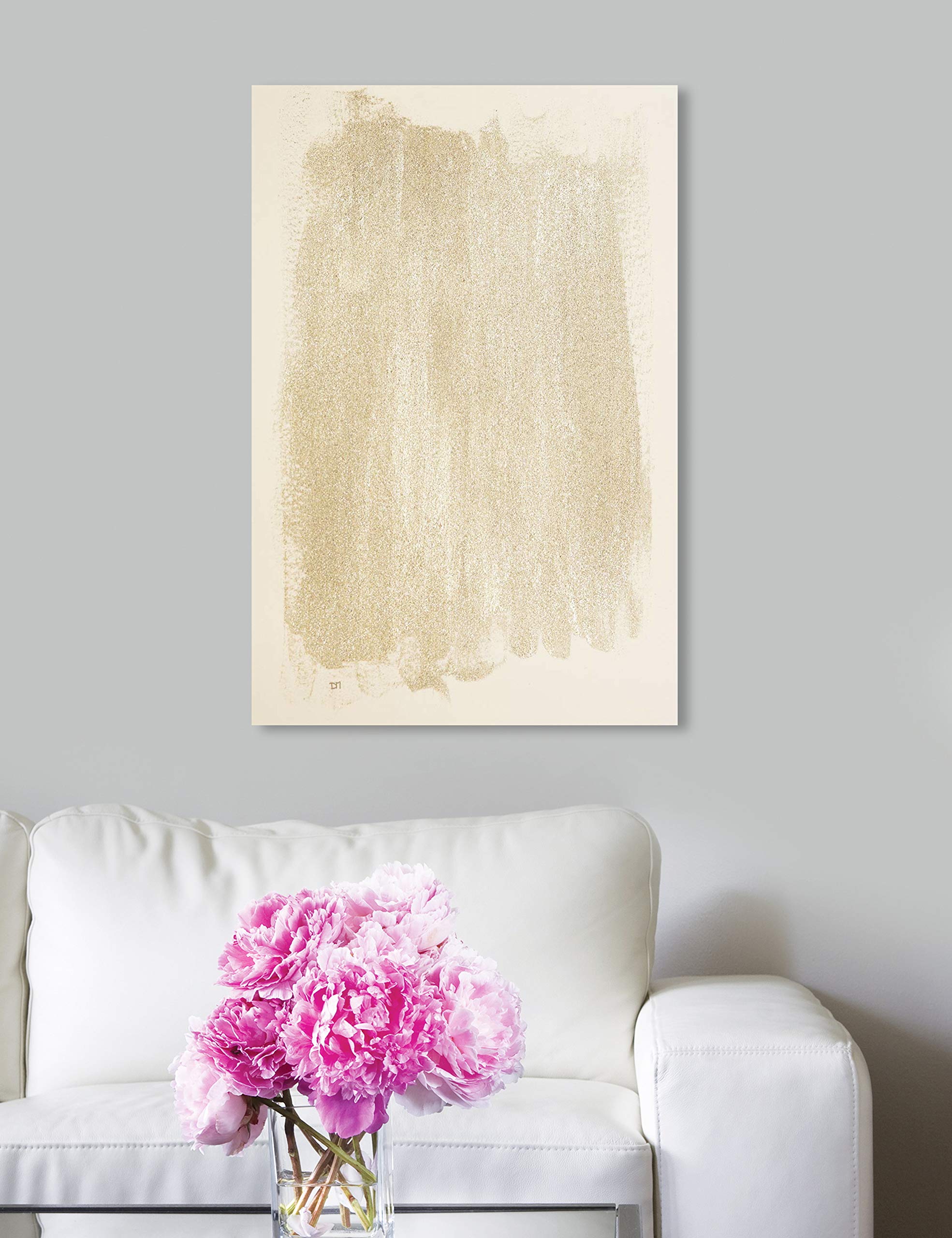 Oliver Gal Artist Co. Abstract Glitter Waterfall Wall Art Canvas Print - 16x24 Inches, White & Brown Framed Home Decor - Perfect for Living Room, Bedroom & Office