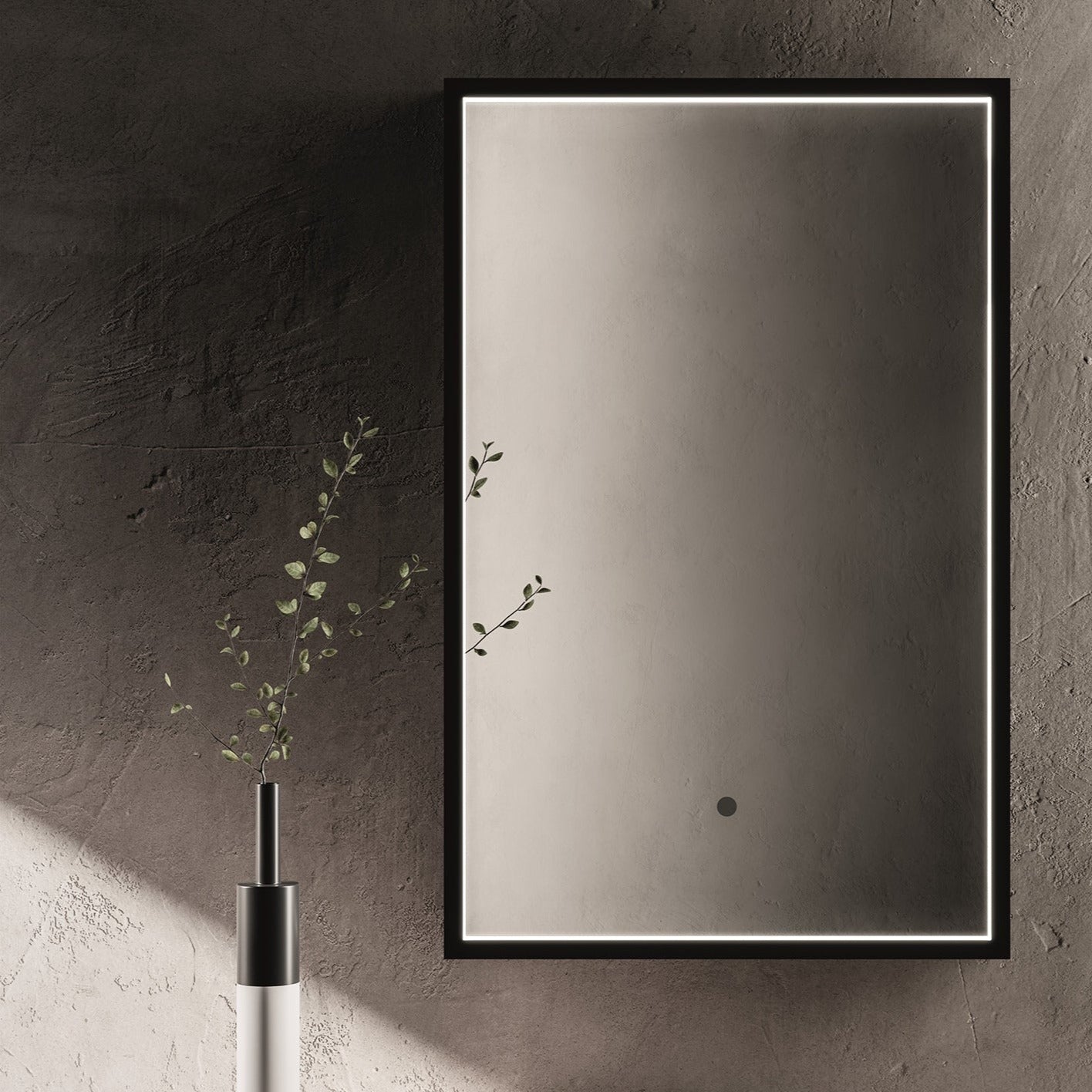 Oxygen Dusk 3 0801 15 LED Lighted Mirror - 18x24 Inch Black Bathroom Vanity Mirror with Adjustable Lighting for Makeup & Shaving