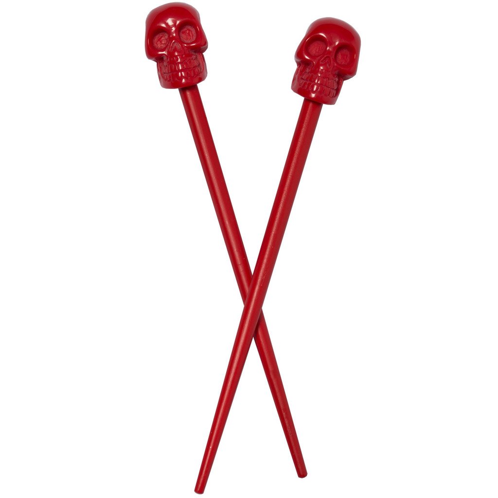 Kreepsville 666 Red Skull Hair Sticks - Gothic Hair Accessories for Women & Men - Perfect for Halloween, Cosplay, and Alternative Fashion