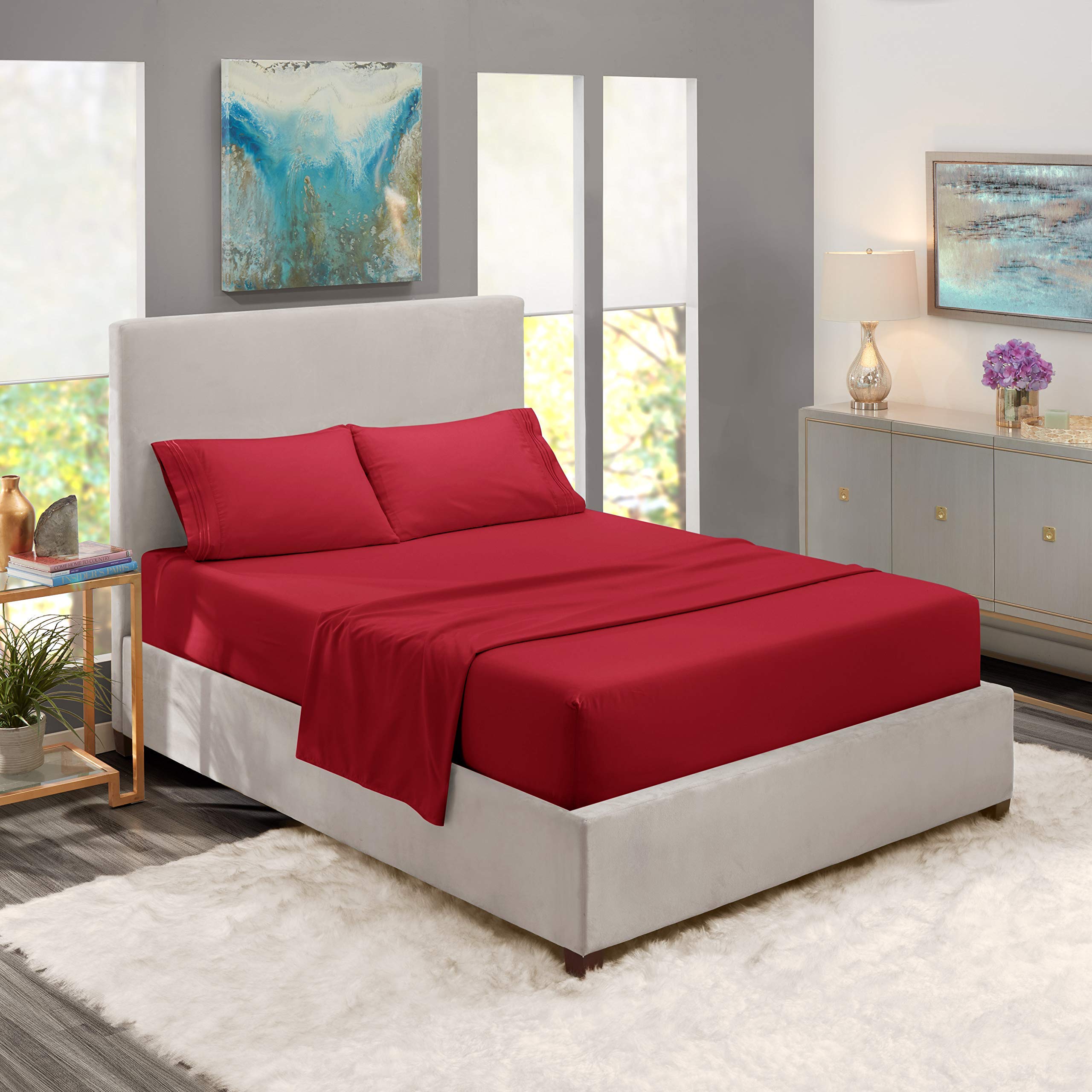 Premium 800 Thread Count 100% Combed Cotton Twin XL Sheet Set - 4pc Soft & Breathable Bed Sheets with Extra Long Staple Cotton, Deep Pocket Fits Mattress Up to 14