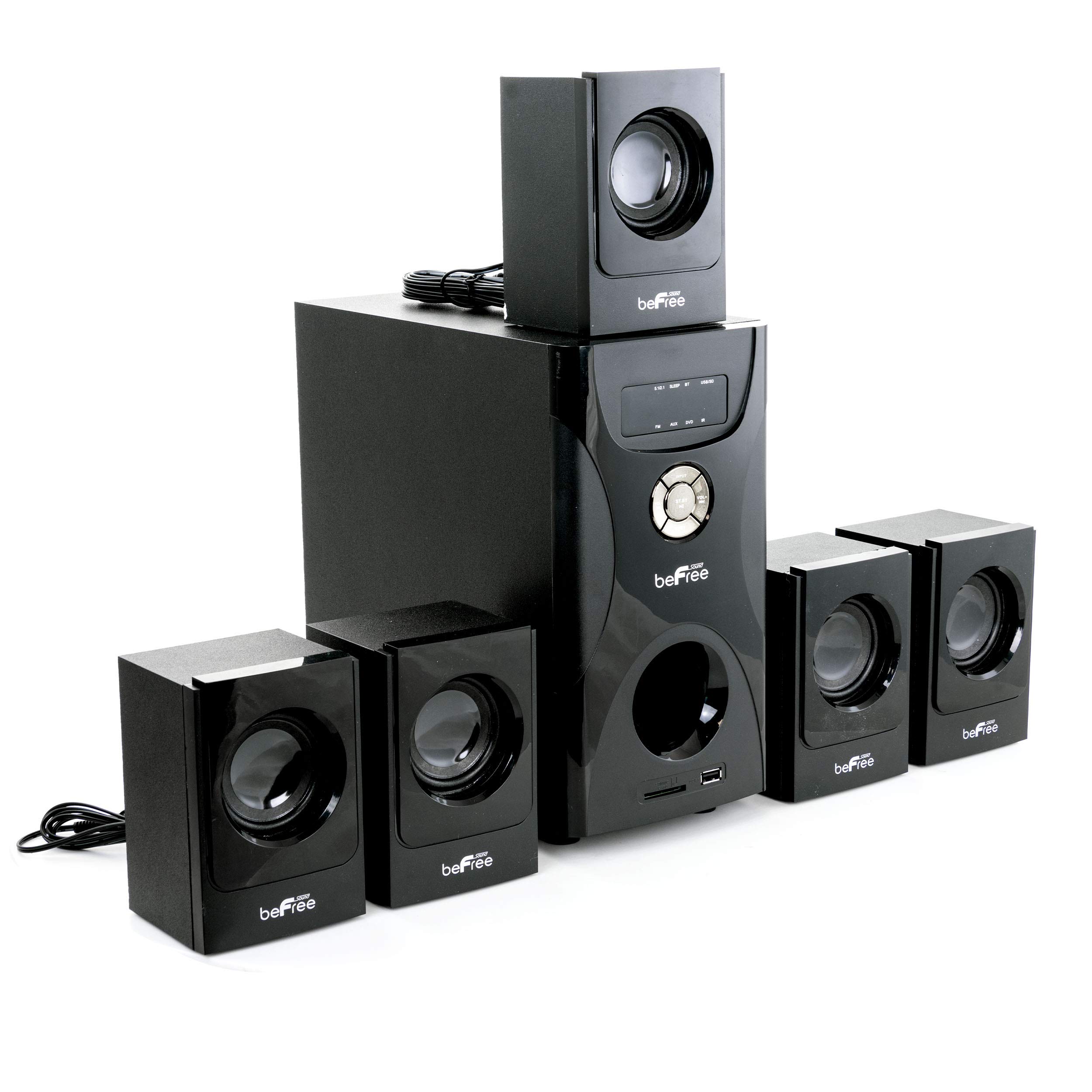 beFree Sound 5.1 Channel Surround Sound Bluetooth Speaker System - Wireless Home Theater Audio for Movies, Music & Gaming - Black