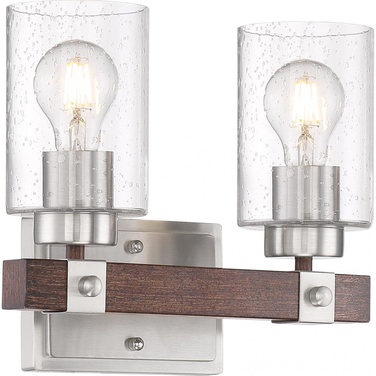 Arabel 12 Inch 2-Light Bathroom Vanity Light Fixture - Brushed Nickel Finish for Modern Bathroom & Powder Room Lighting