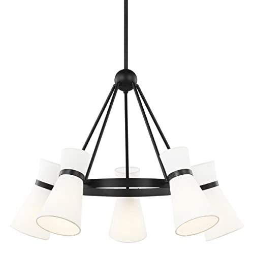 Generation Lighting 5-Light Clark Chandelier in Midnight Black (3190505-112) - Modern Ceiling Light Fixture for Dining Room, Living Room & Bedroom Decor - Compatible with LED & Standard Bulbs - Perfect for Home, Office & Restaurant Lighting