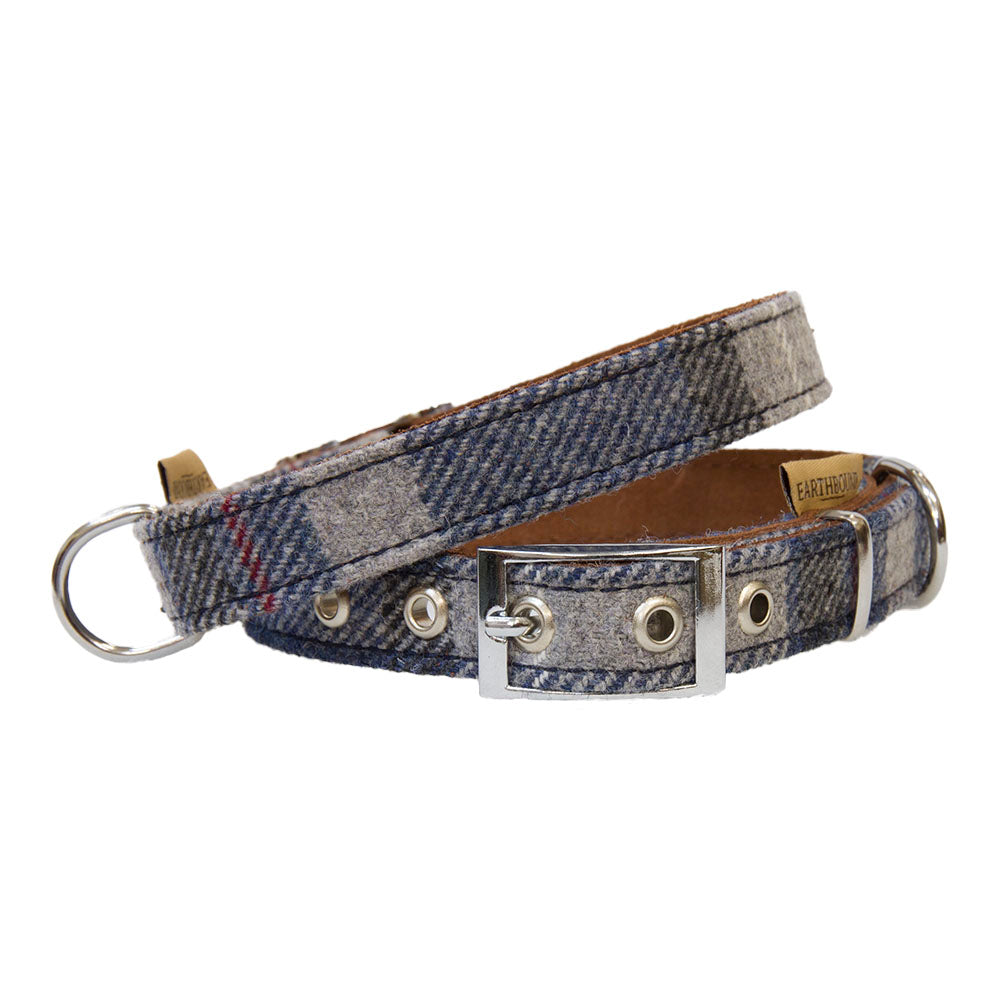 Premium EARTHBOUND Signature Tweed & Leather Dog Collar - Stylish & Durable Pet Accessory for Small & Medium Dogs - Perfect for Daily Walks, Training & Outdoor Adventures