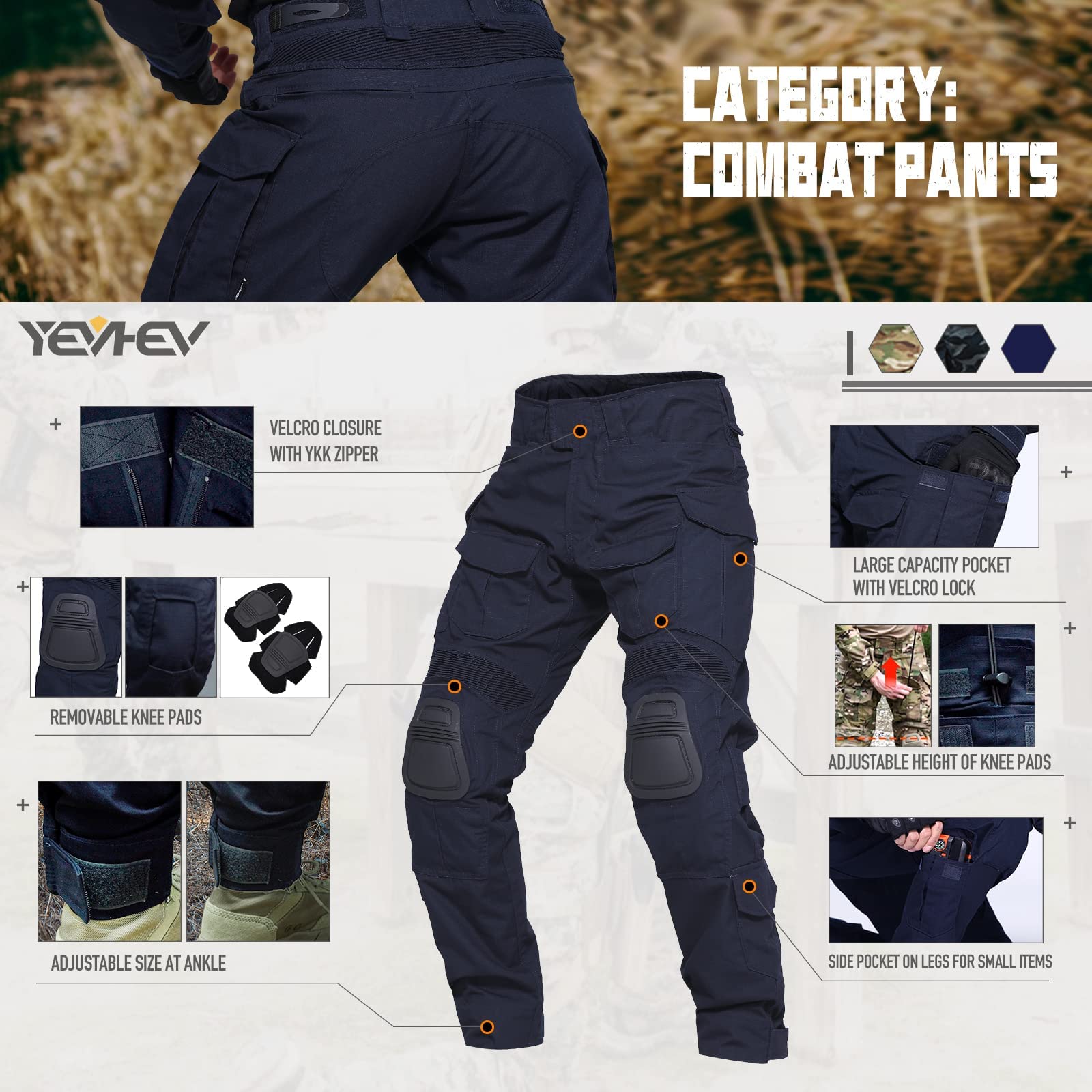 G3 Combat Suit - Military Tactical Camouflage Clothing Set for Men | Hunting Uniform & Paintball Gear with Knee Pads | Outdoor Adventure, Airsoft & Survival Training