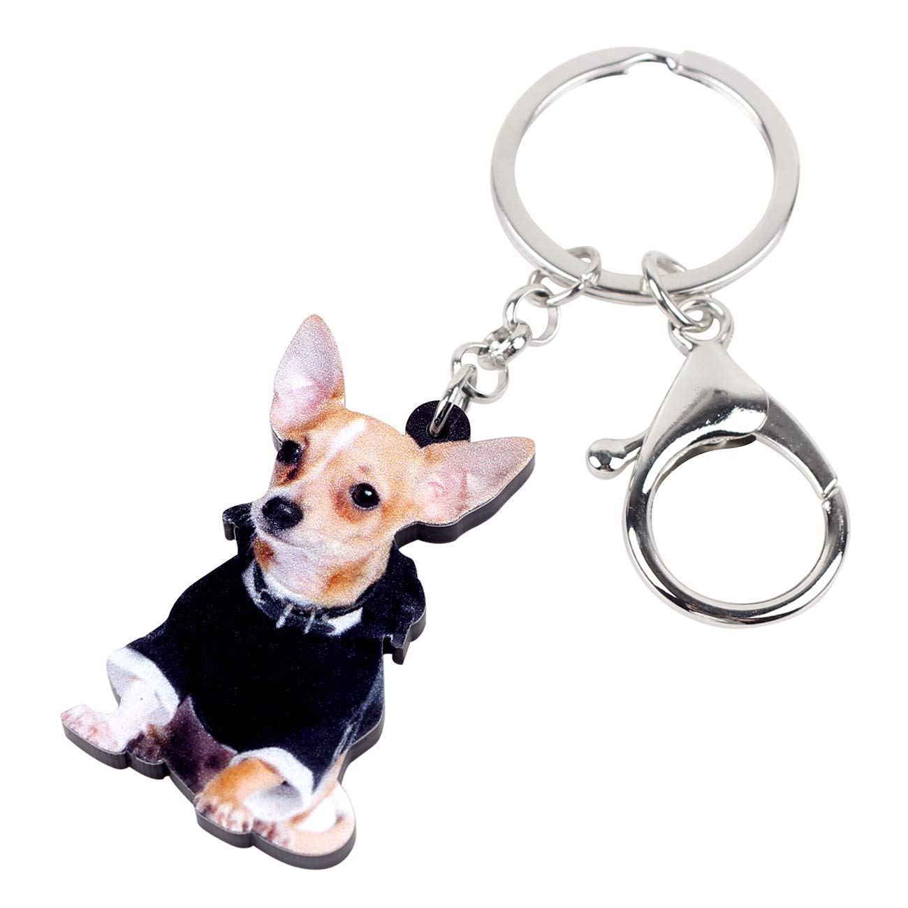 BONSNY Acrylic Chihuahua Keychain - Cute Pet Lover Gift for Bags & Cars