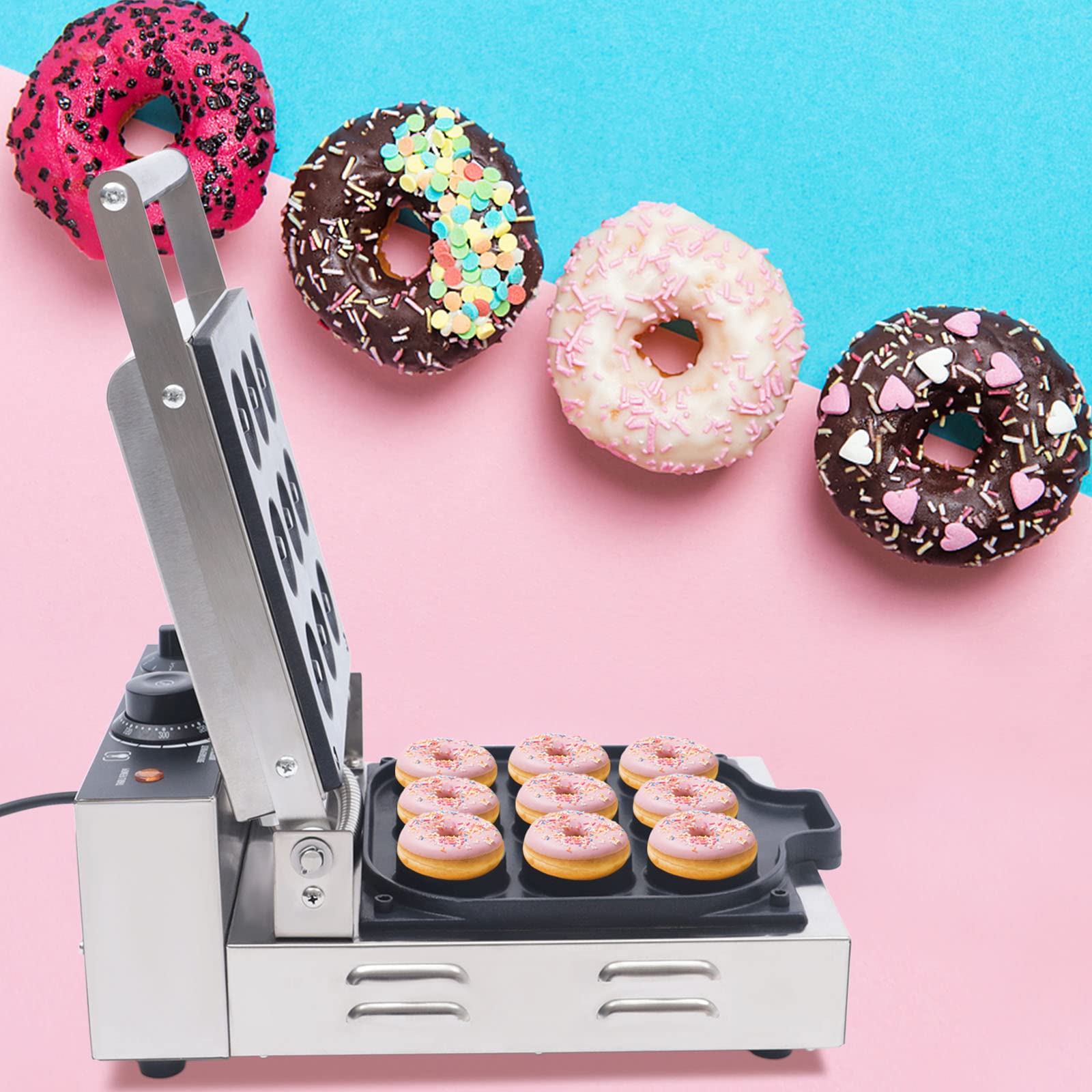 Mini Donut Maker Machine - Non-Stick Electric Donut Maker for 9 Doughnuts, Perfect for Kids Breakfast, Party Snacks & Homemade Desserts | Compact & Easy to Use for Family Fun & Quick Treats