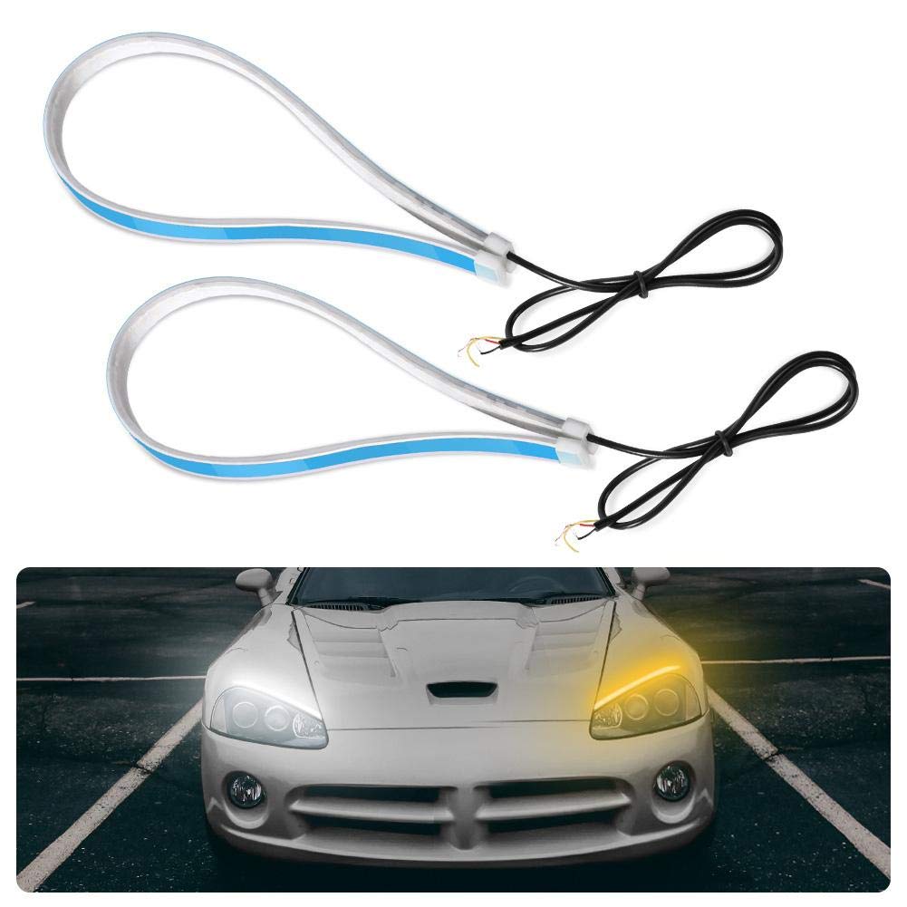 Diurnal LED Car Daytime Running Lights - 60cm Ultra Thin Soft Tube LED Strip with Turn Signal & Flowing Winker - Perfect for Daytime Driving, Safety Enhancement, and Custom Car Styling (Ideal for Sedans, SUVs, and Trucks)