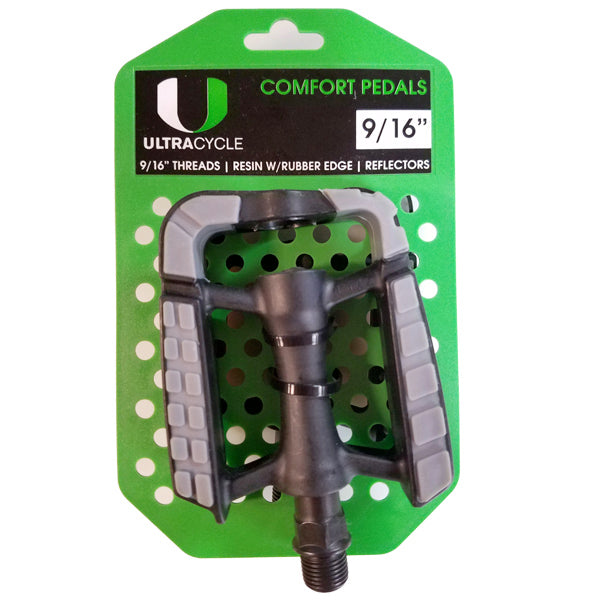 Durable Comfort Resin/Rubber Edge Platform Bike Pedals - 9/16