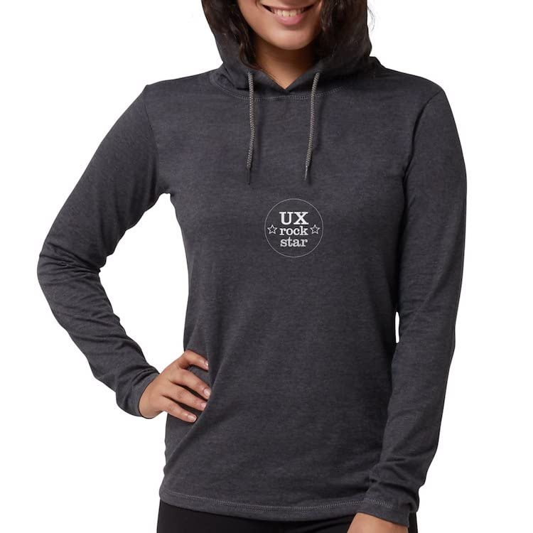 UX Rockstar Long Sleeve T-Shirt Hoodie - Comfortable Graphic Pullover for Tech Professionals | Perfect for Coding, Office Wear & Casual Outfits