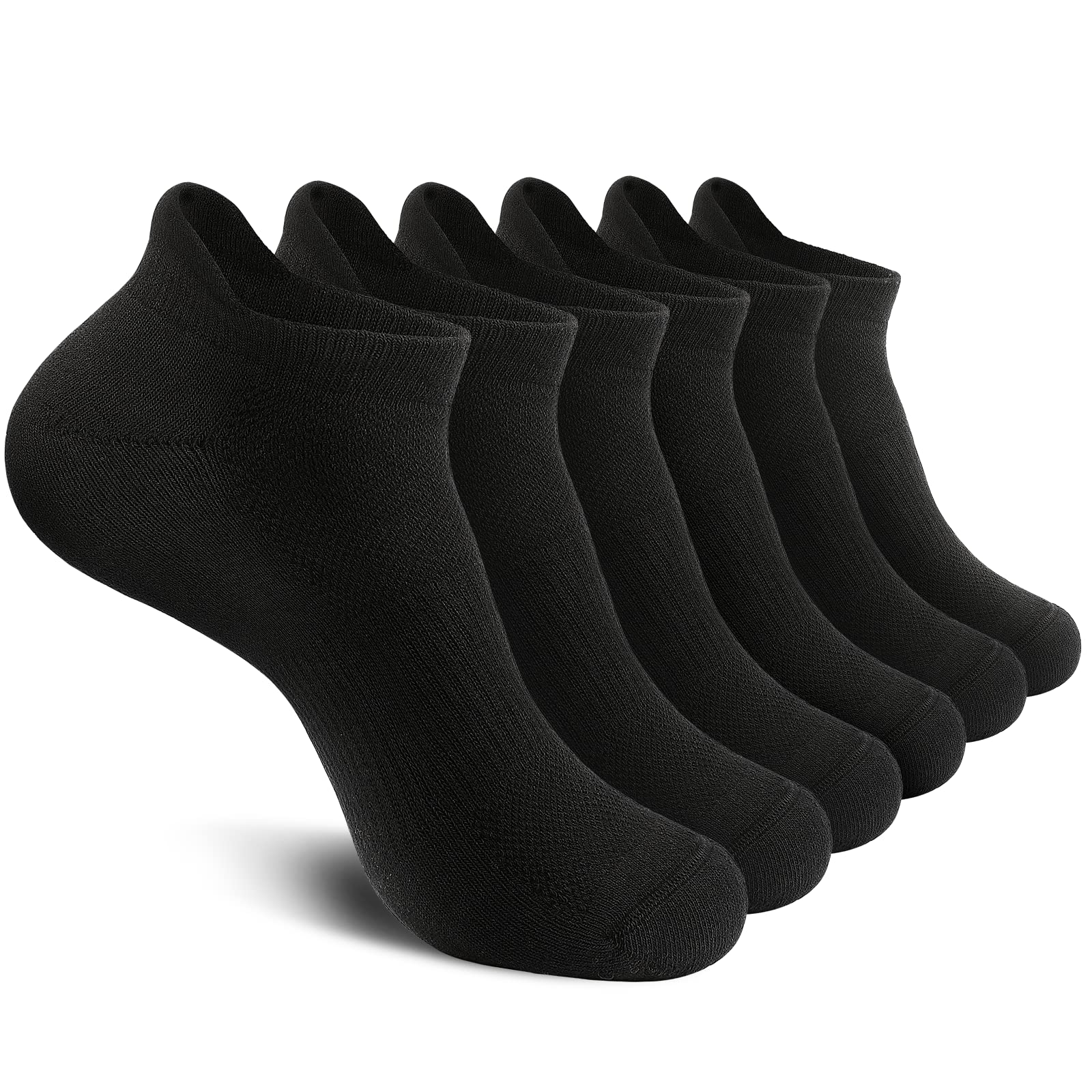 Unitop Men's & Women's Athletic Ankle Socks - 6 Pairs Low Cut Cushioned Breathable Sports Socks for Running, Gym, Tennis & Everyday Comfort
