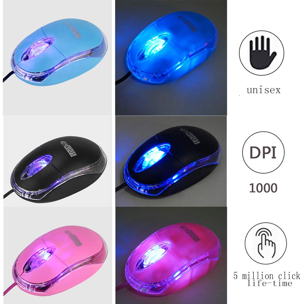 SOONGO Wired Optical Computer Mouse with Mini USB, 1.5M Cable, Black - Ideal for PC, Laptop, and Desktop Use in Home, Office, and Gaming