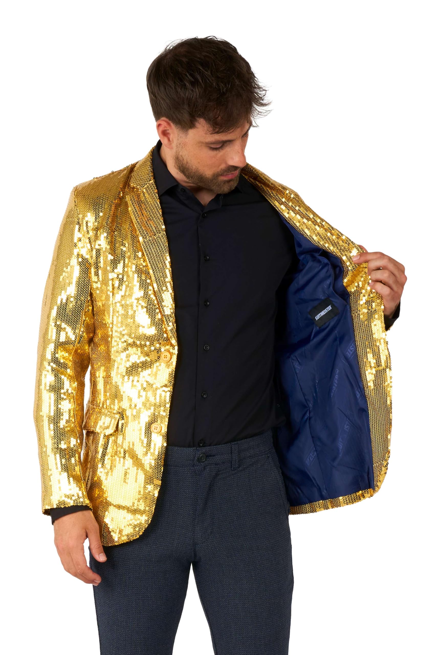 SUITMEISTER Men's Sequins Party Blazer - Slim Fit Shiny Tuxedo Jacket for Christmas, NYE, Prom & Special Occasions | Perfect for Weddings, Cocktail Parties & Nightclub Events
