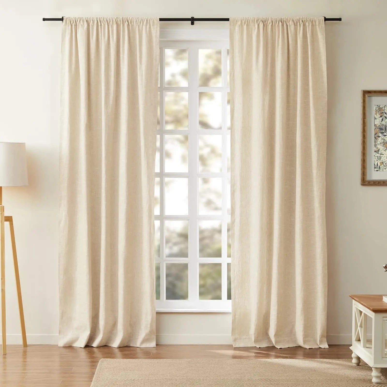 Luxury Linen Cotton Curtains - Soft Top Blackout Drapes for Living Room & Bedroom - Elegant Window Treatments for Home Decor