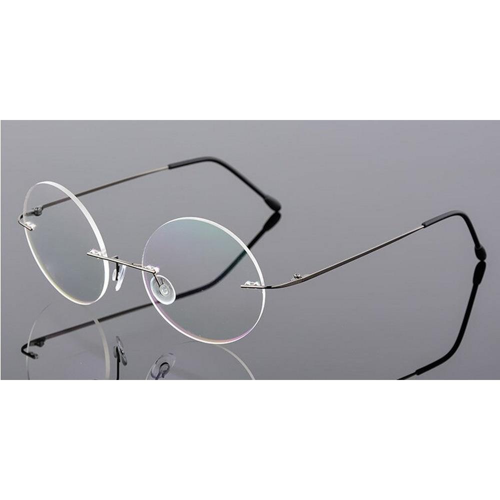 Steve Jobs Gandhi Harry Potter Style Foldable Ultra Light Blue Light Blocking Computer Glasses - Round Rimless Eyewear for Men & Women - Perfect for Office, Gaming & Screen Use