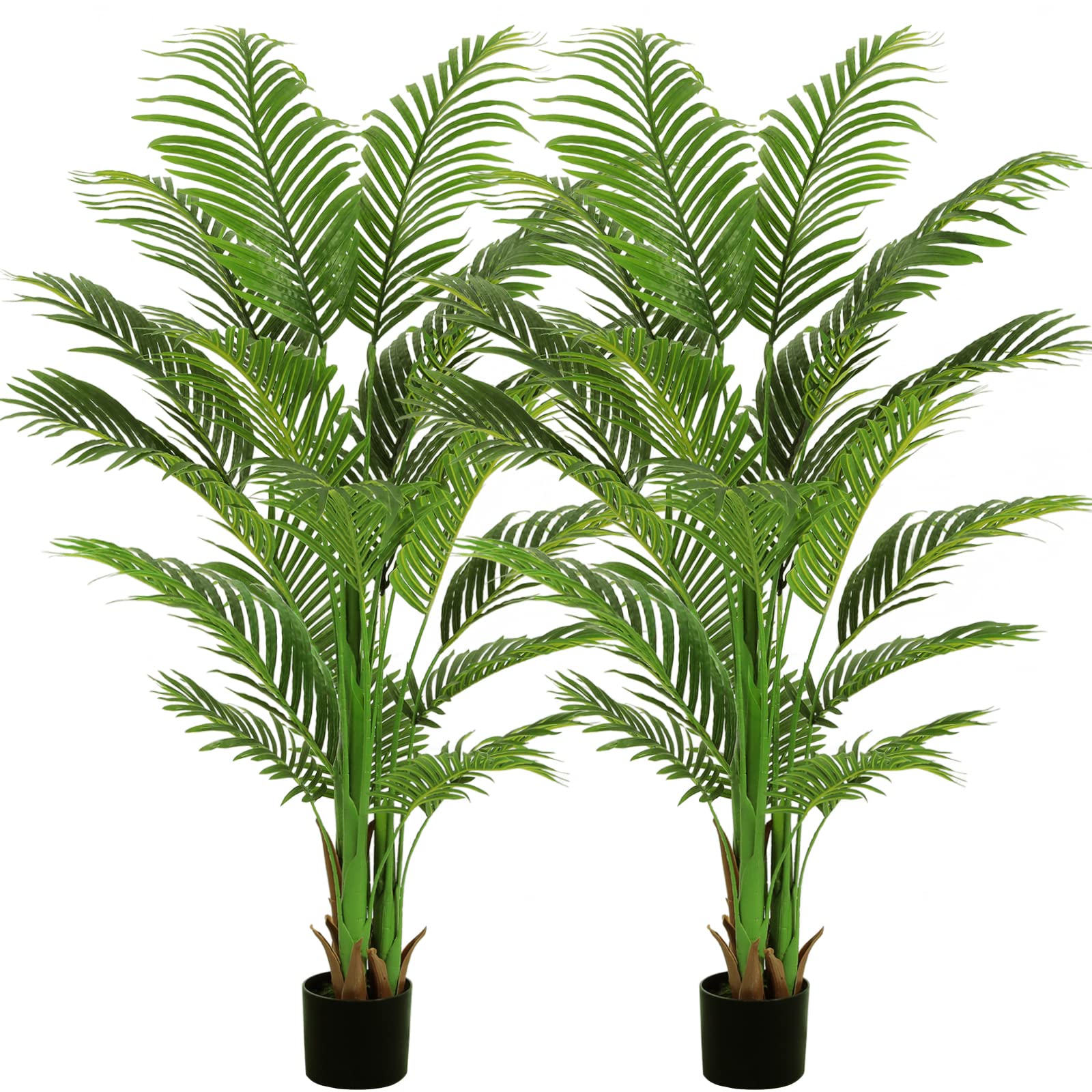 VIAGDO 5ft Artificial Palm Tree - 19 Trunks Faux Tropical Plant in Pot, Realistic Dypsis Lutescens Silk Tree for Home & Office Decor (2-Pack) | Perfect for Living Room, Bedroom, or Indoor Corner Decoration
