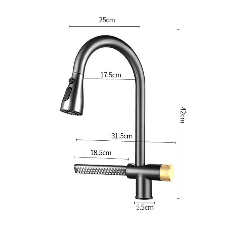 360° Rotatable Pull-Out Kitchen Faucet with Dual Spray - Brushed Nickel for Modern Kitchens